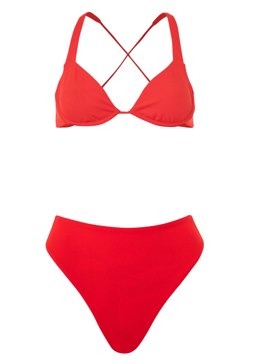 Maaji Scarlet Red Sully High Rise/High Leg Bikini Bottom