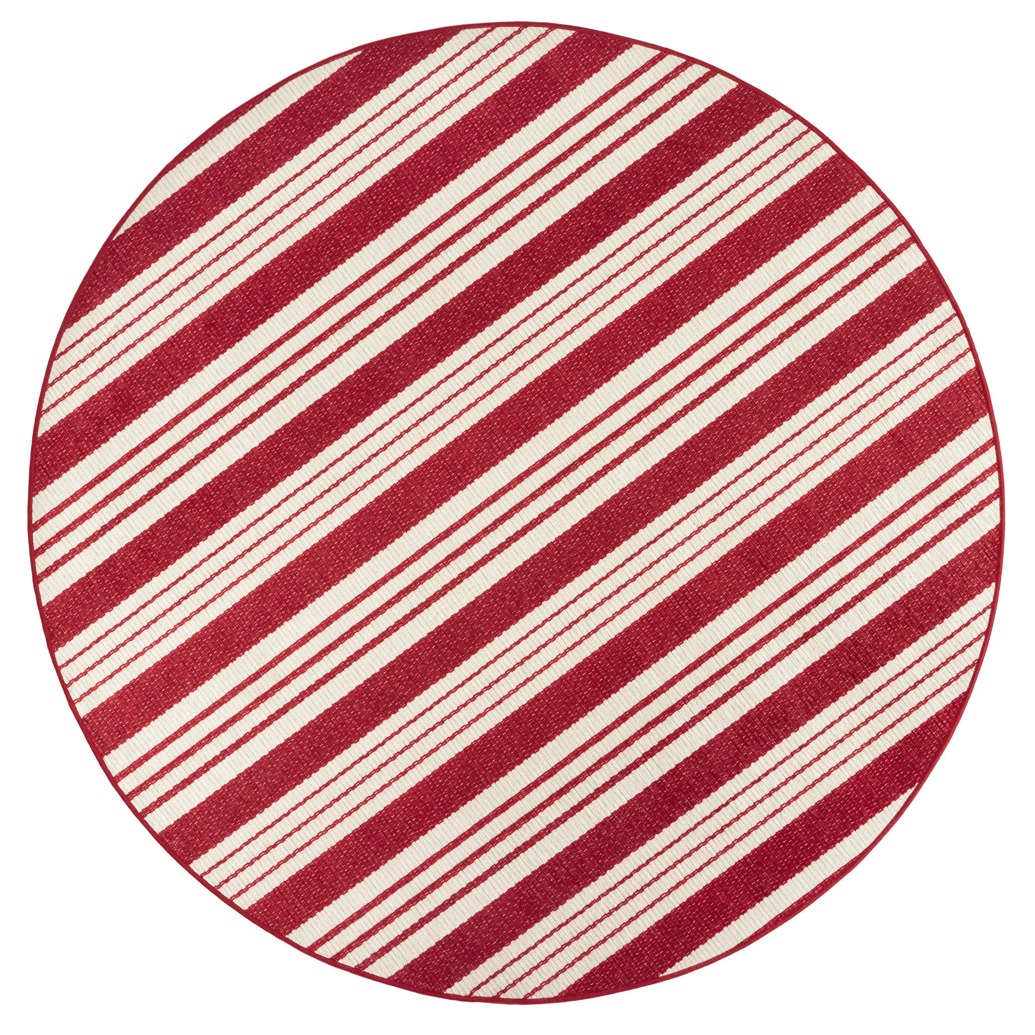 Abby Ticking Red Machine Washable Rug