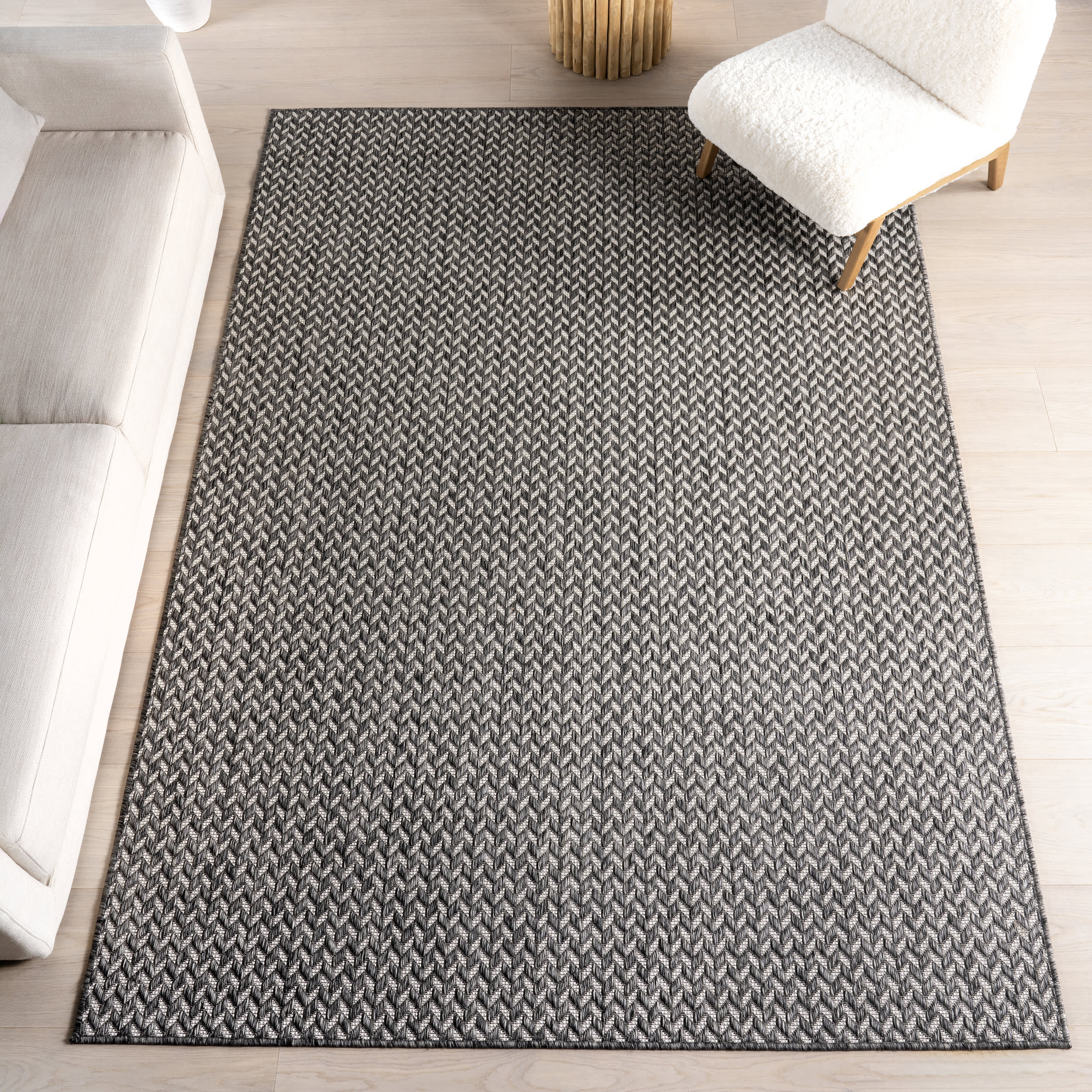 Taraji Herringbone Indoor/Outdoor Rug | Light Grey