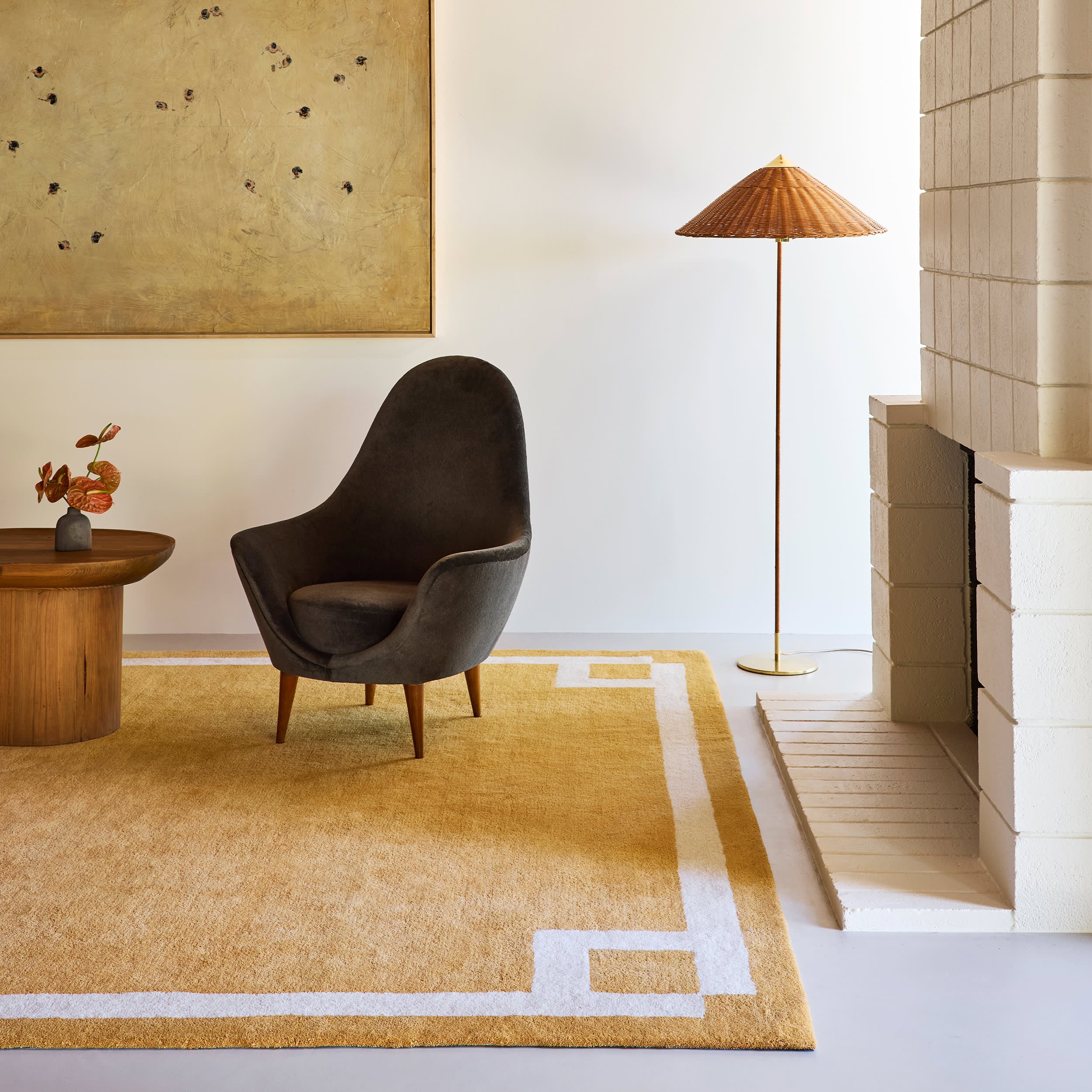 Grace Bordered Wool Rug | Golden Yellow