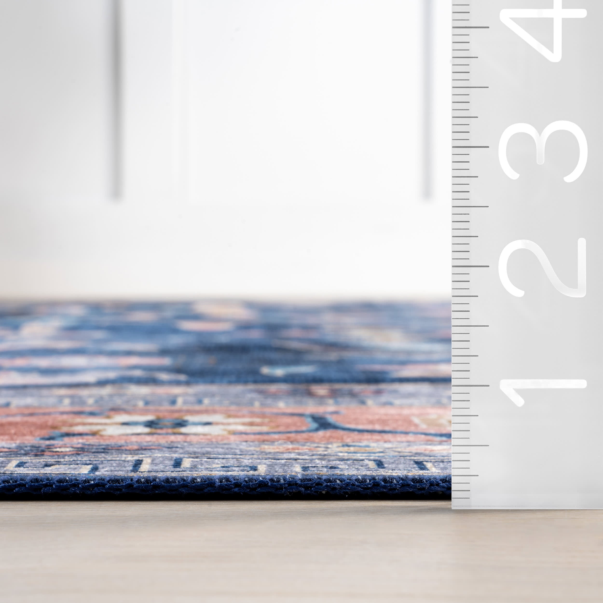 Dayflower Vintage Spill Proof Washable Rug | Blue