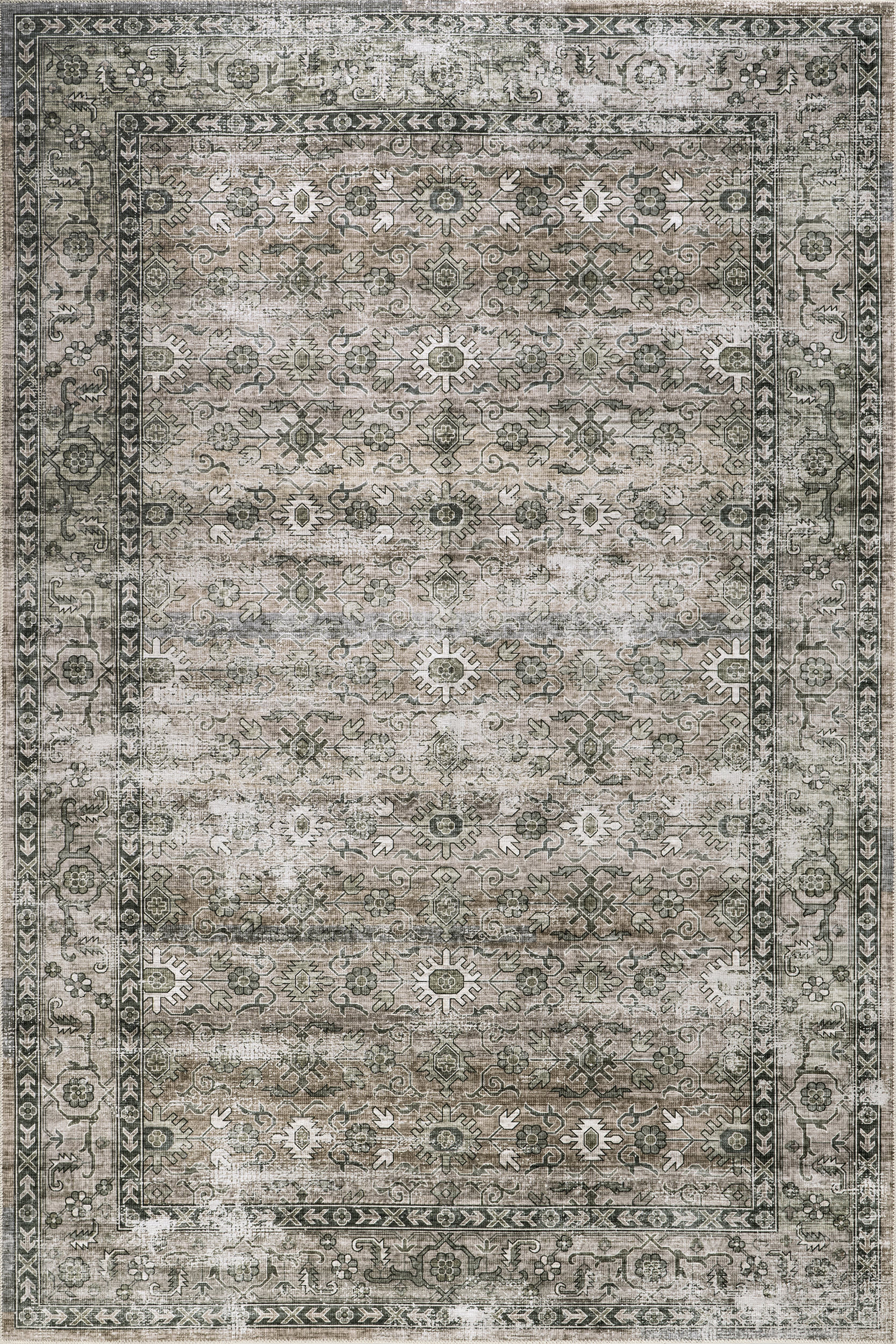 Myrtle Spill Proof Washable Vintage Rug | Sage Green