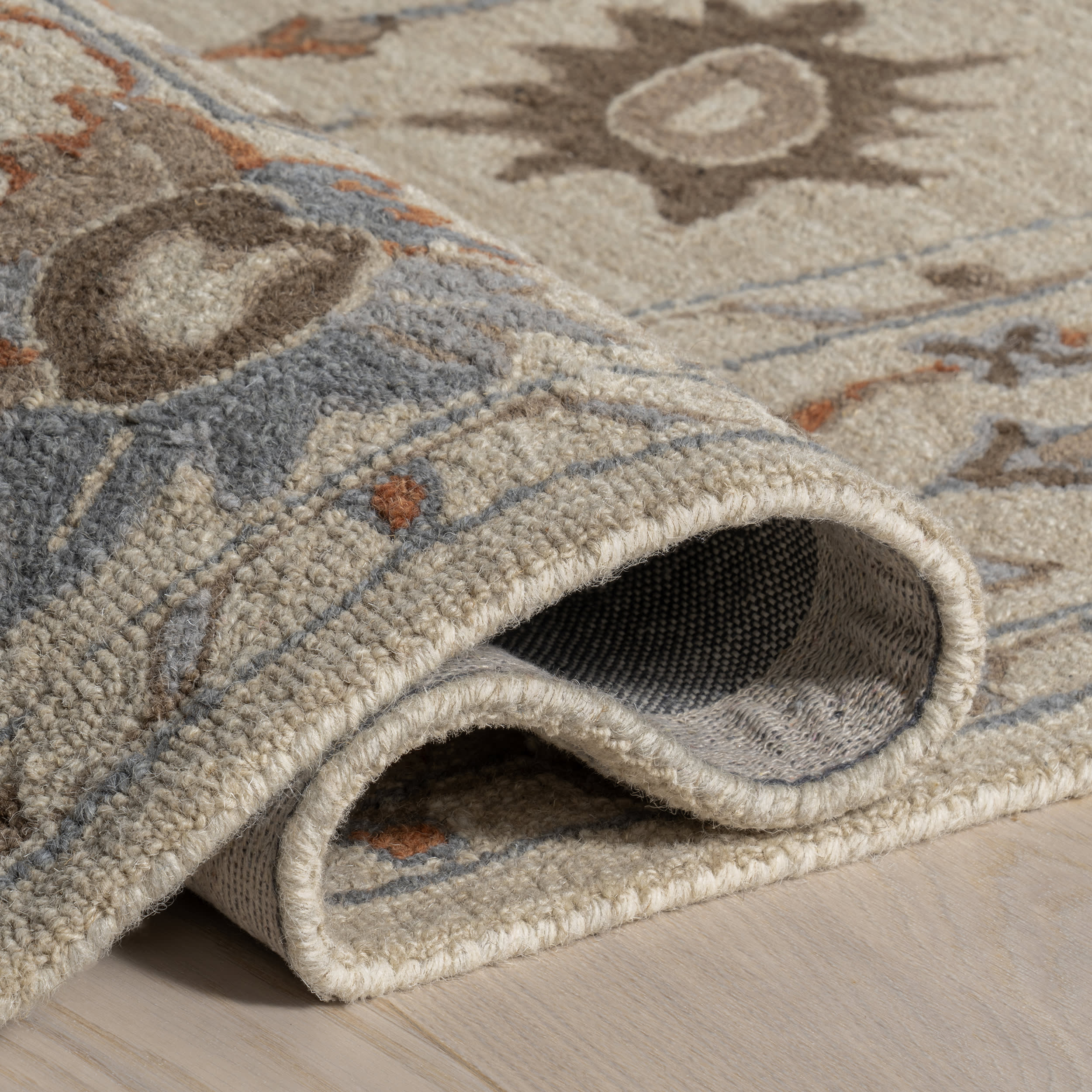 Woodland Bordered Wool Rug | Multicolor