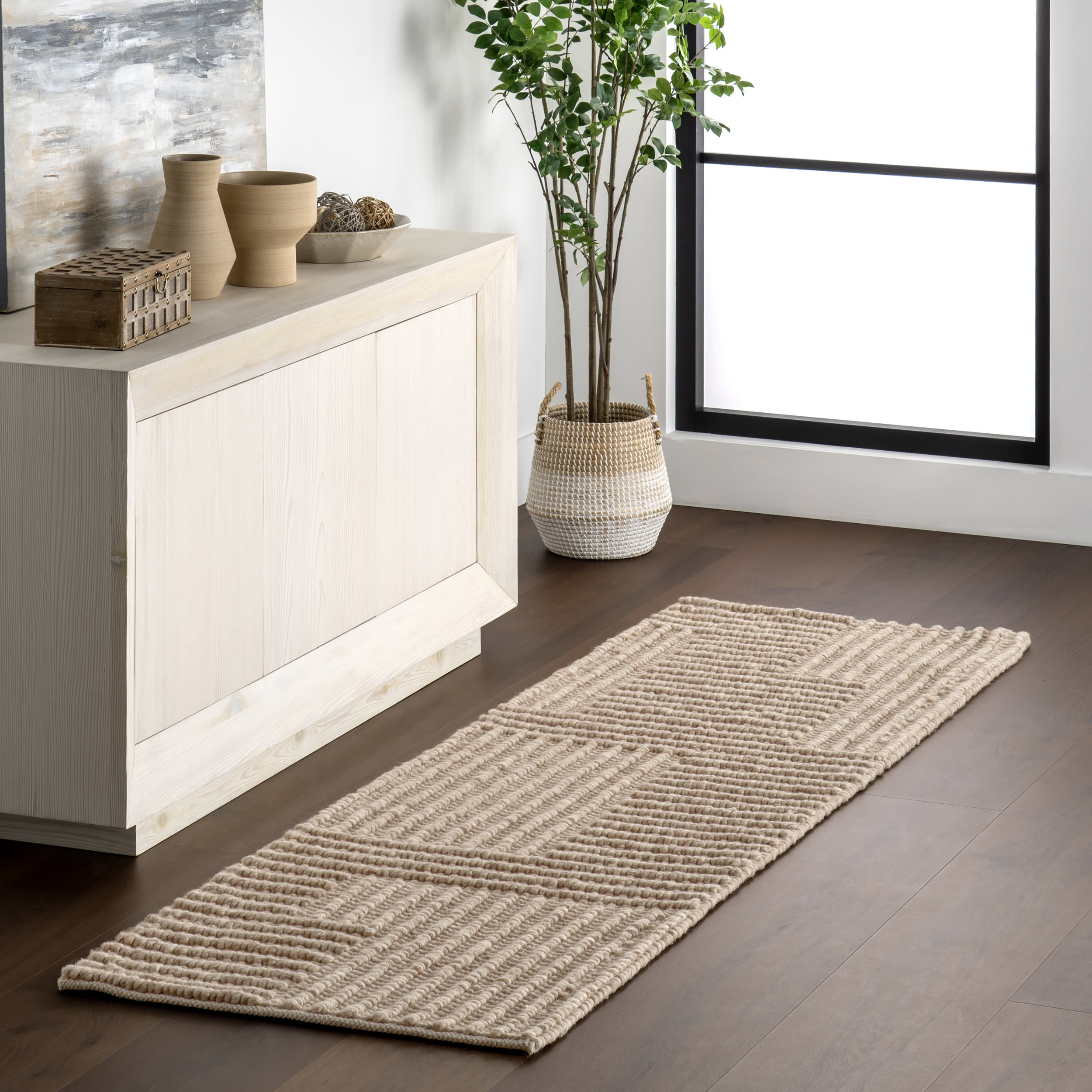 Skye Modern High-Low Rug | Beige