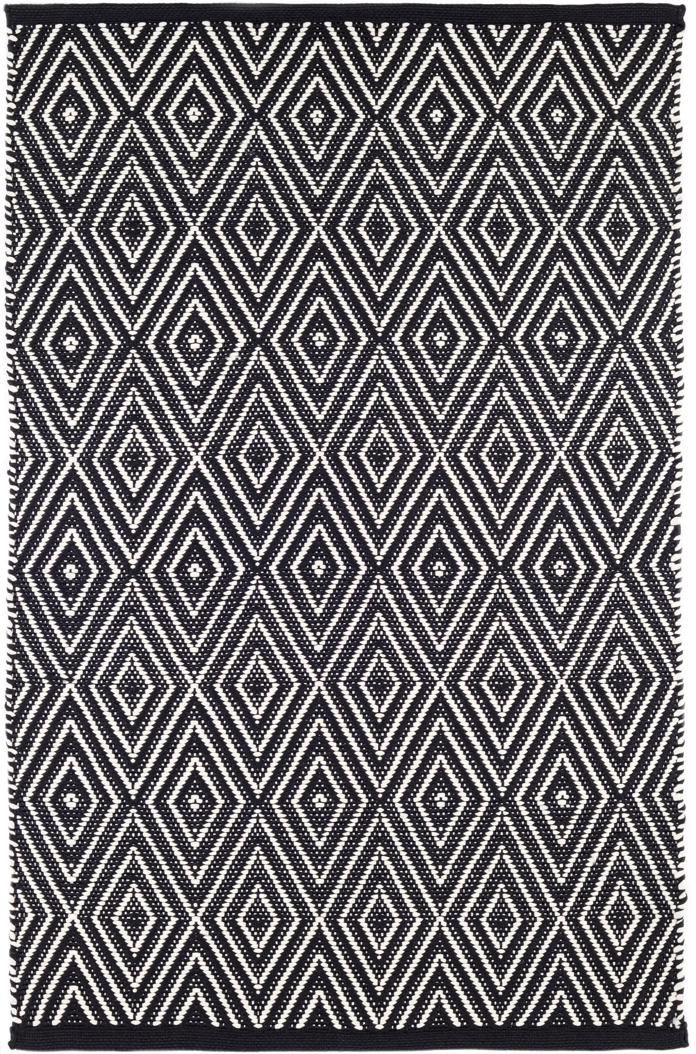 Diamond Black/Ivory Handwoven Indoor/Outdoor Rug