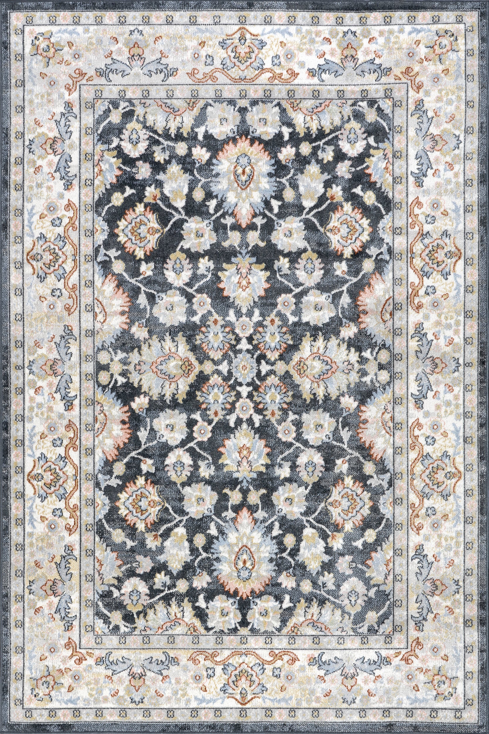 Myla Floral Medallion Washable Rug | Blue