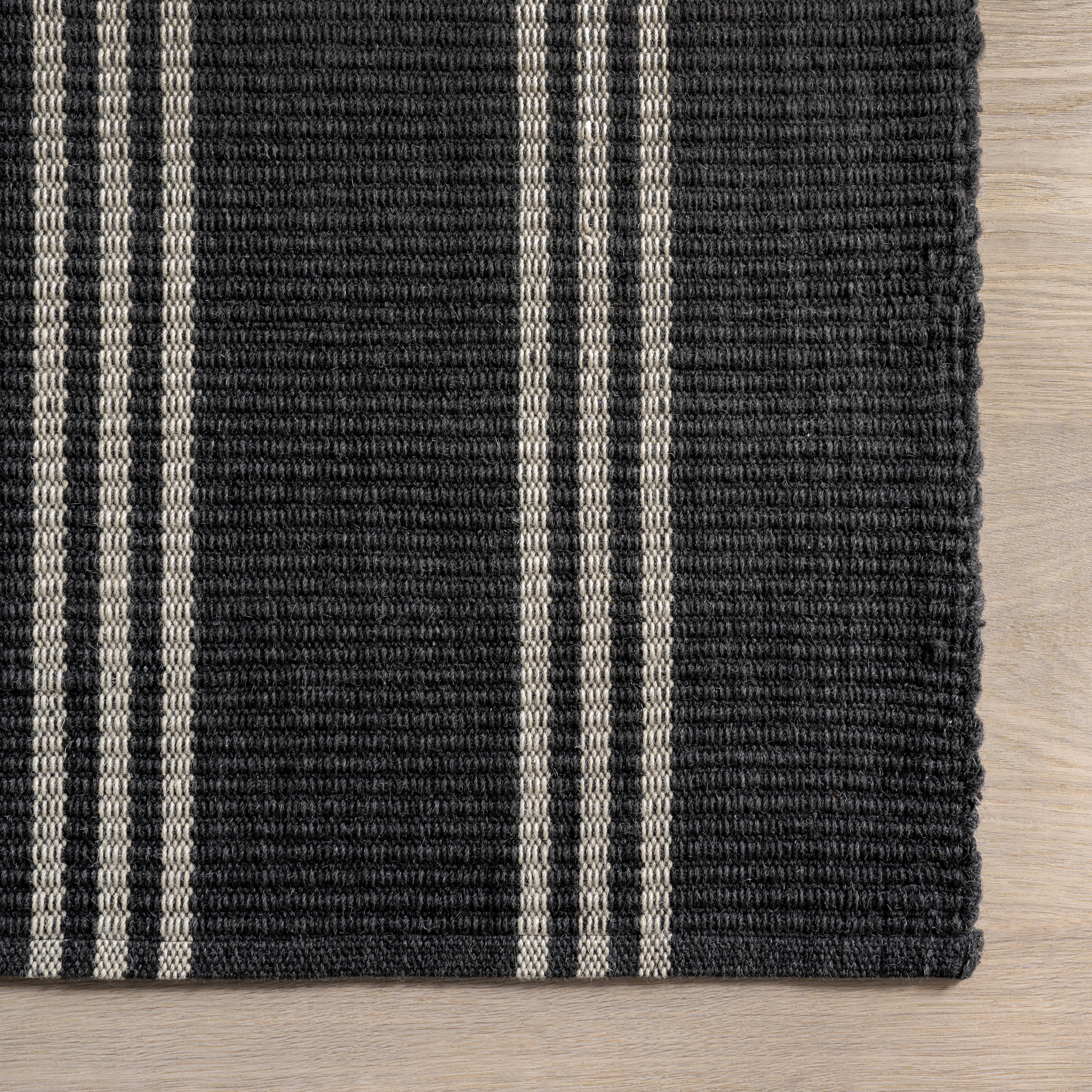 Hawthorn Striped Wool Rug | Charcoal