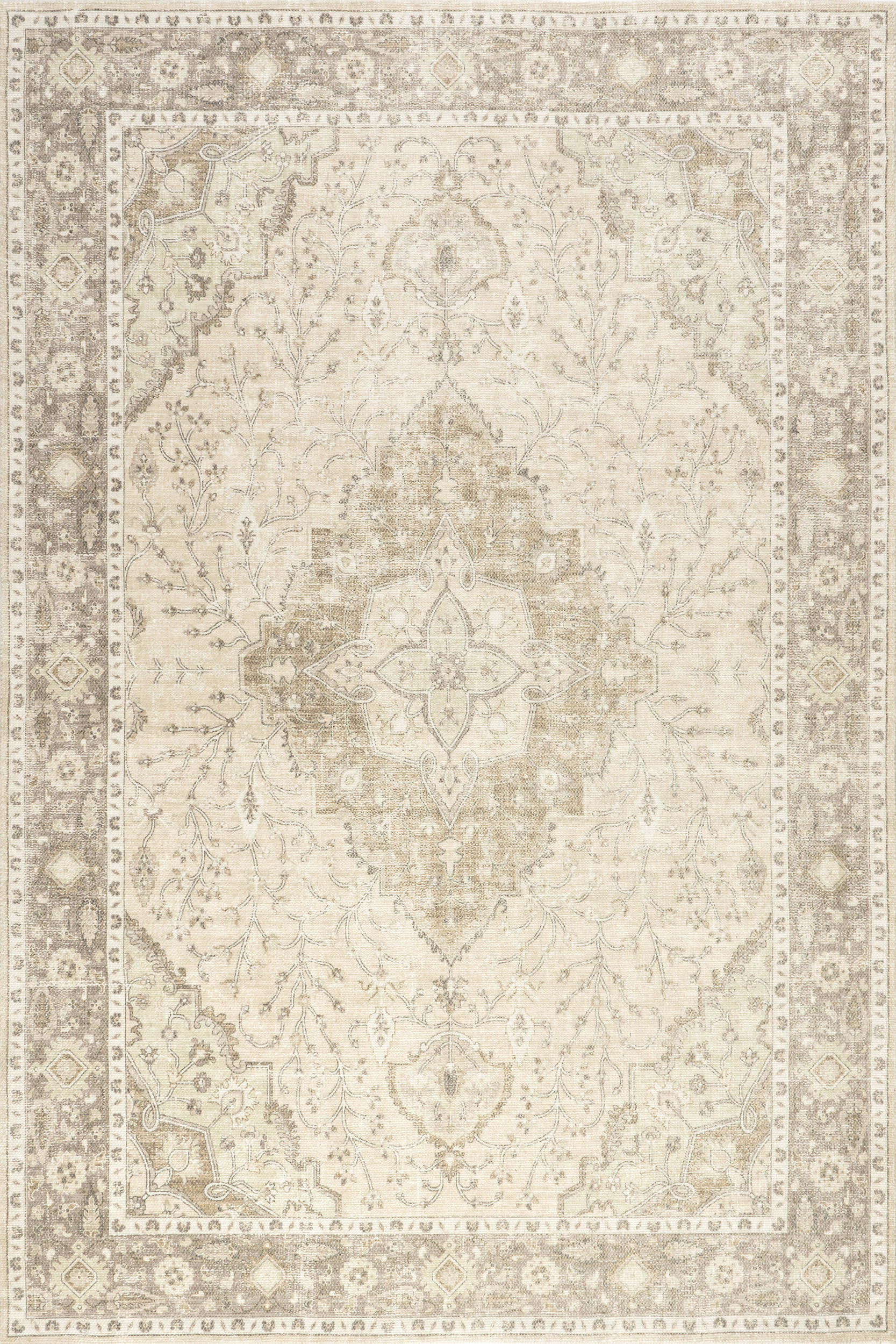 Spindle Medallion Wool and Cotton Rug | Khaki