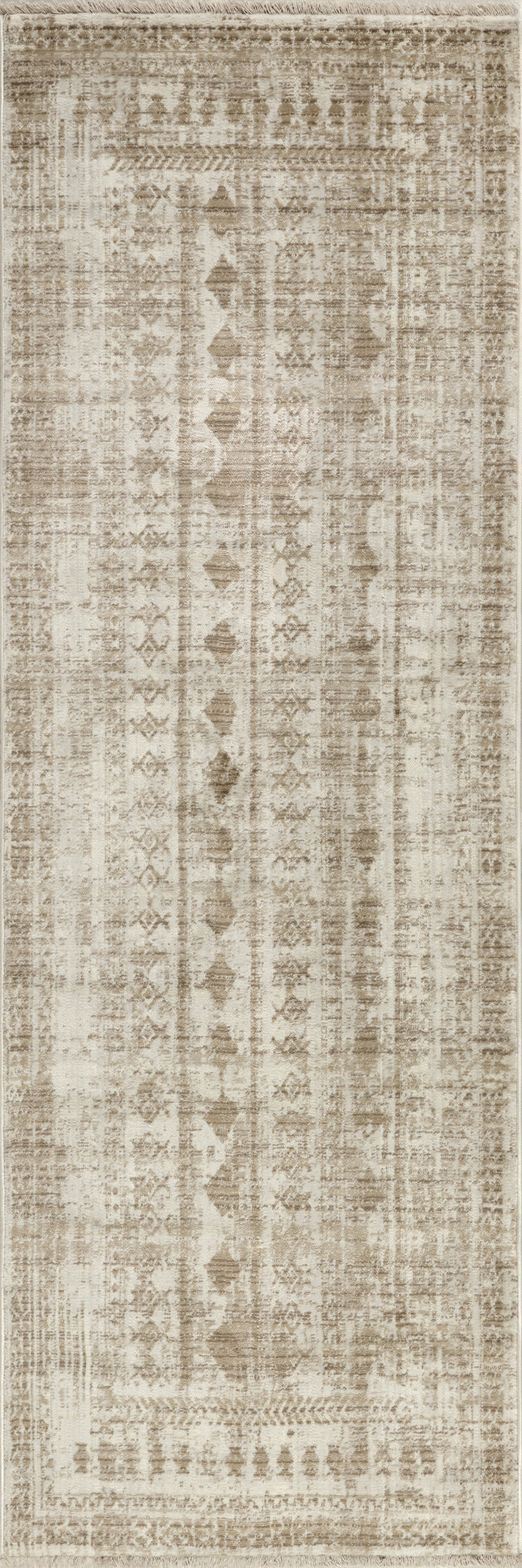 Saturdays Geometric Fringed Rug | Light Beige