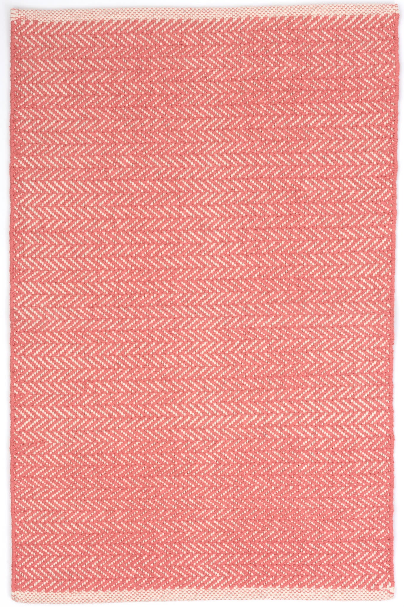 Herringbone Coral Handwoven Cotton Rug