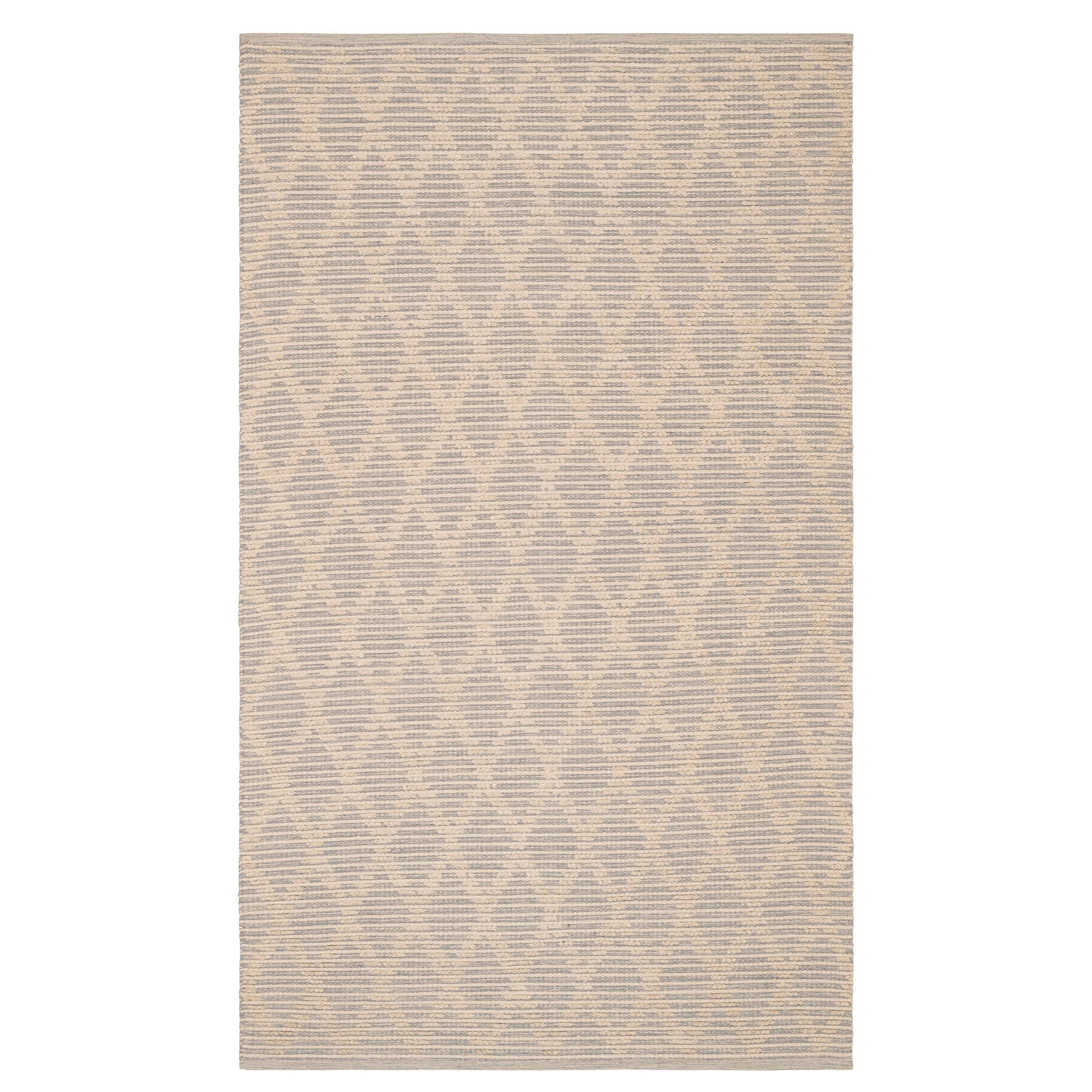 Textured Diamond Grey/Ivory Handwoven Cotton Rug