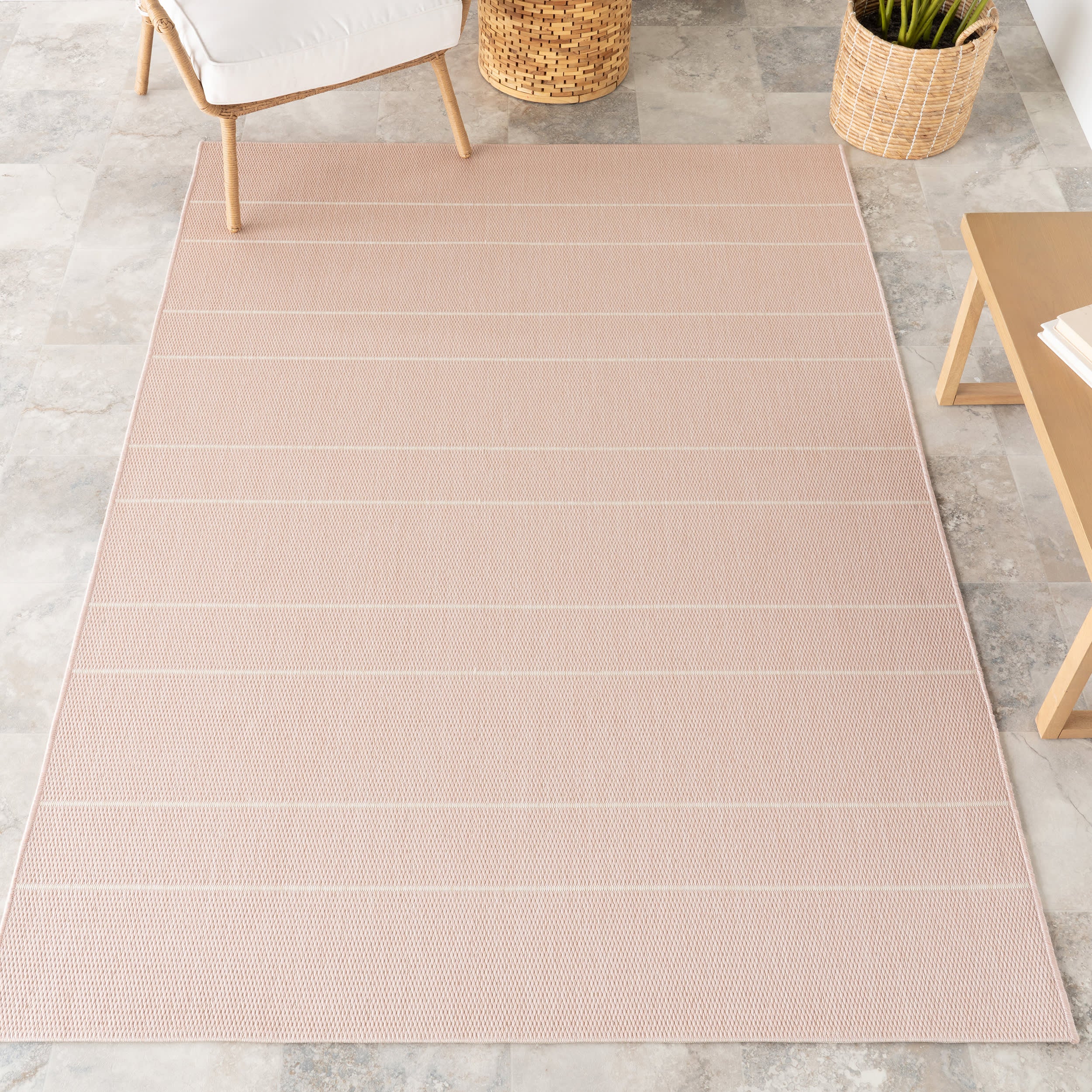 Venetian Pinstripes Indoor/Outdoor Rug | Light Pink