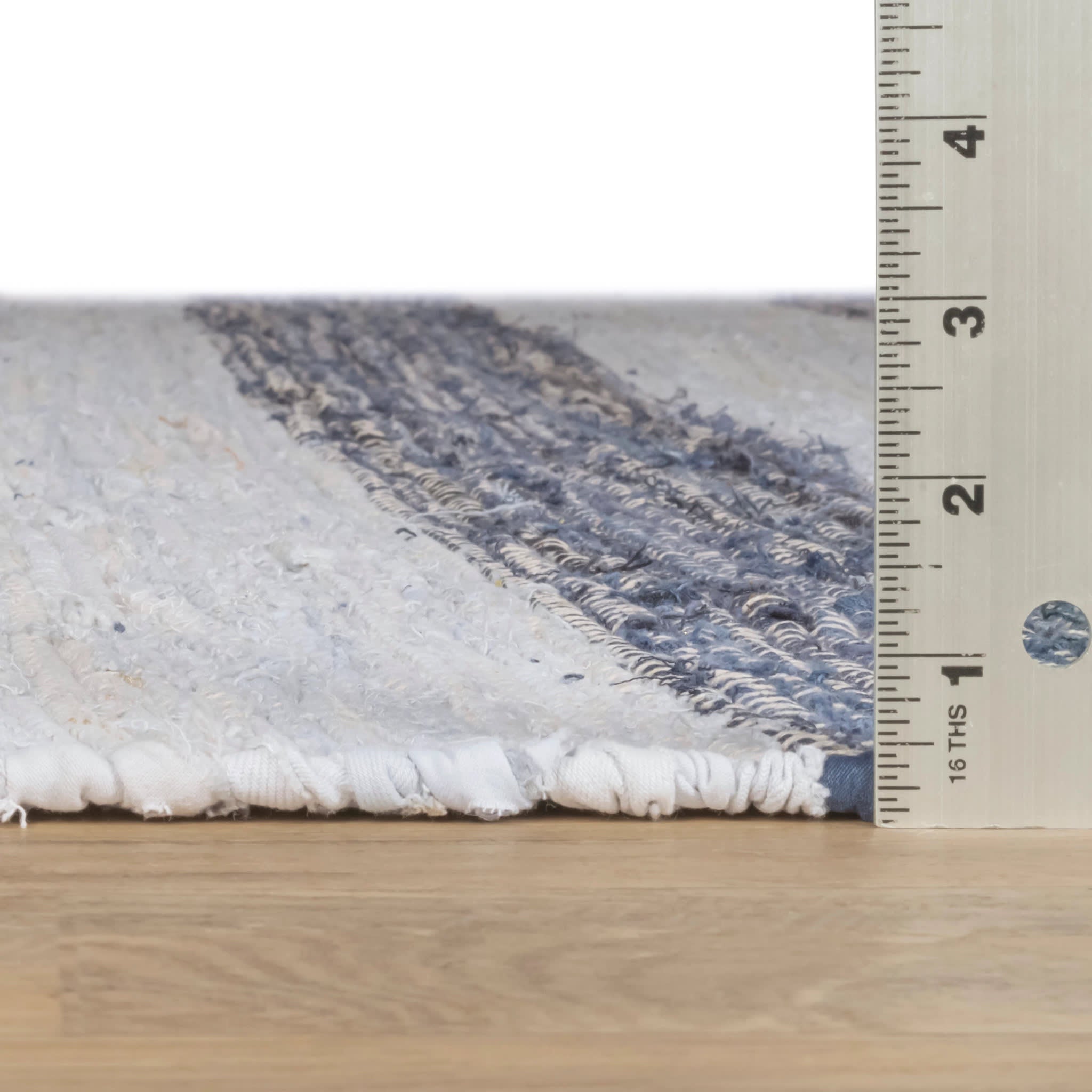 Striped Rag Denim Handwoven Cotton Rug