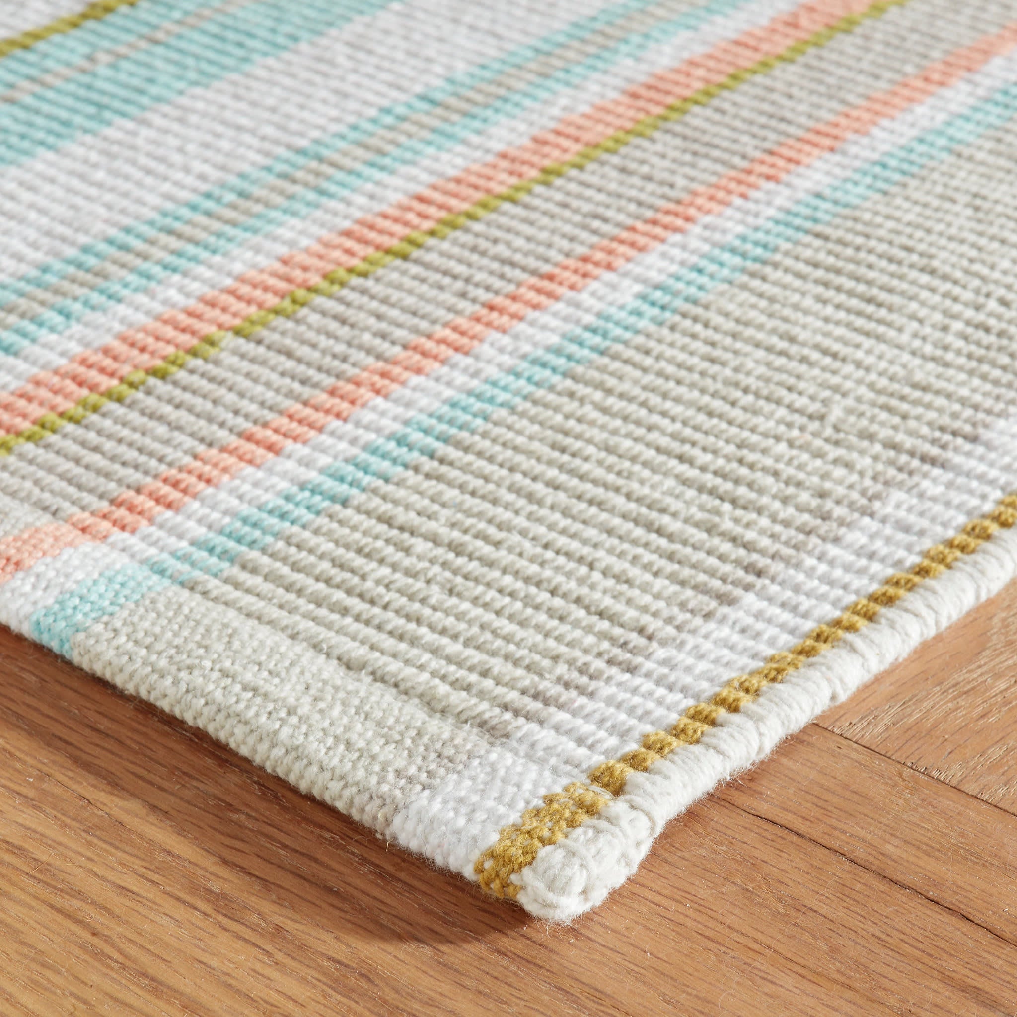 Daphne Stripe Sky Handwoven Cotton Rug