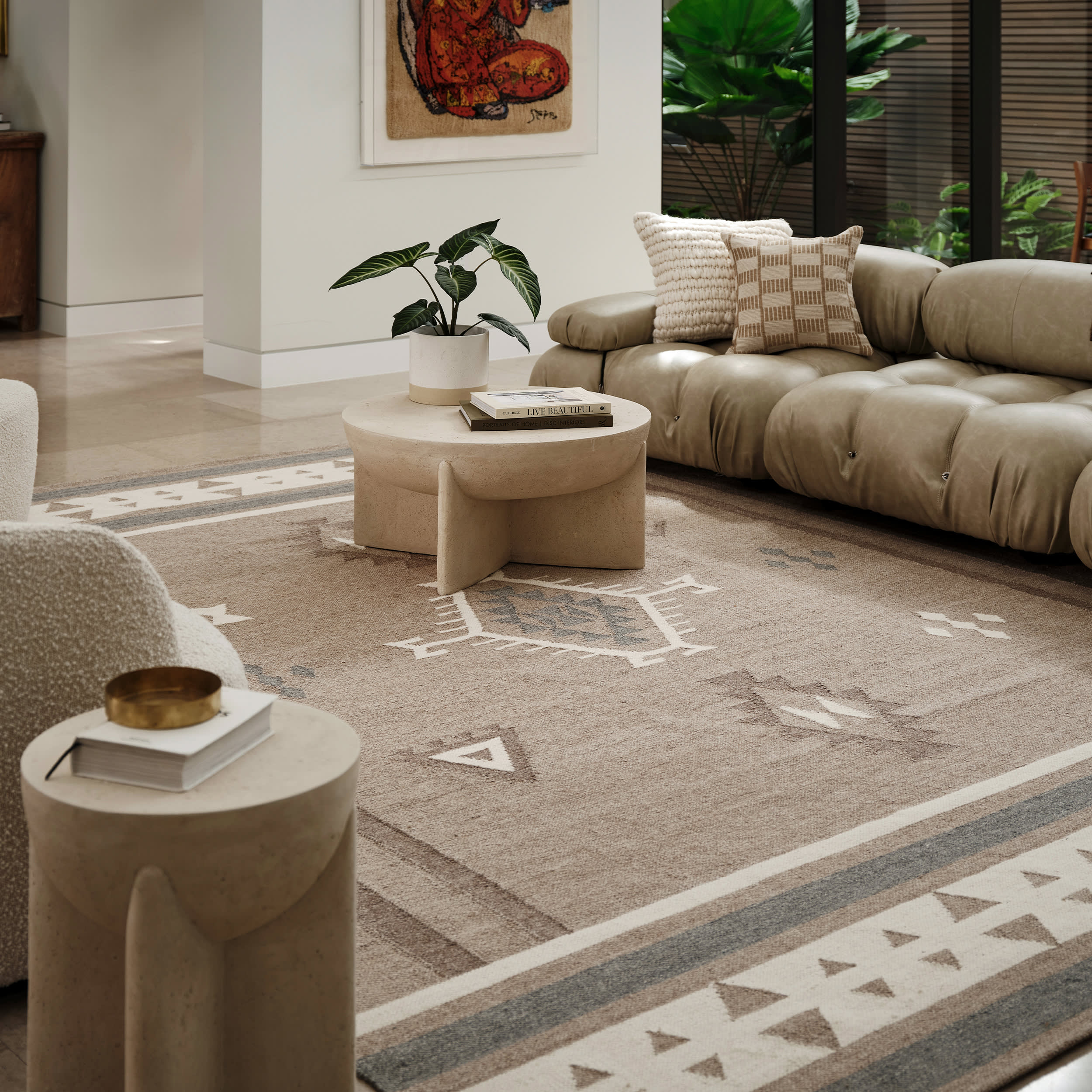 Westerly Southwestern Cotton-Blend Rug | Taupe