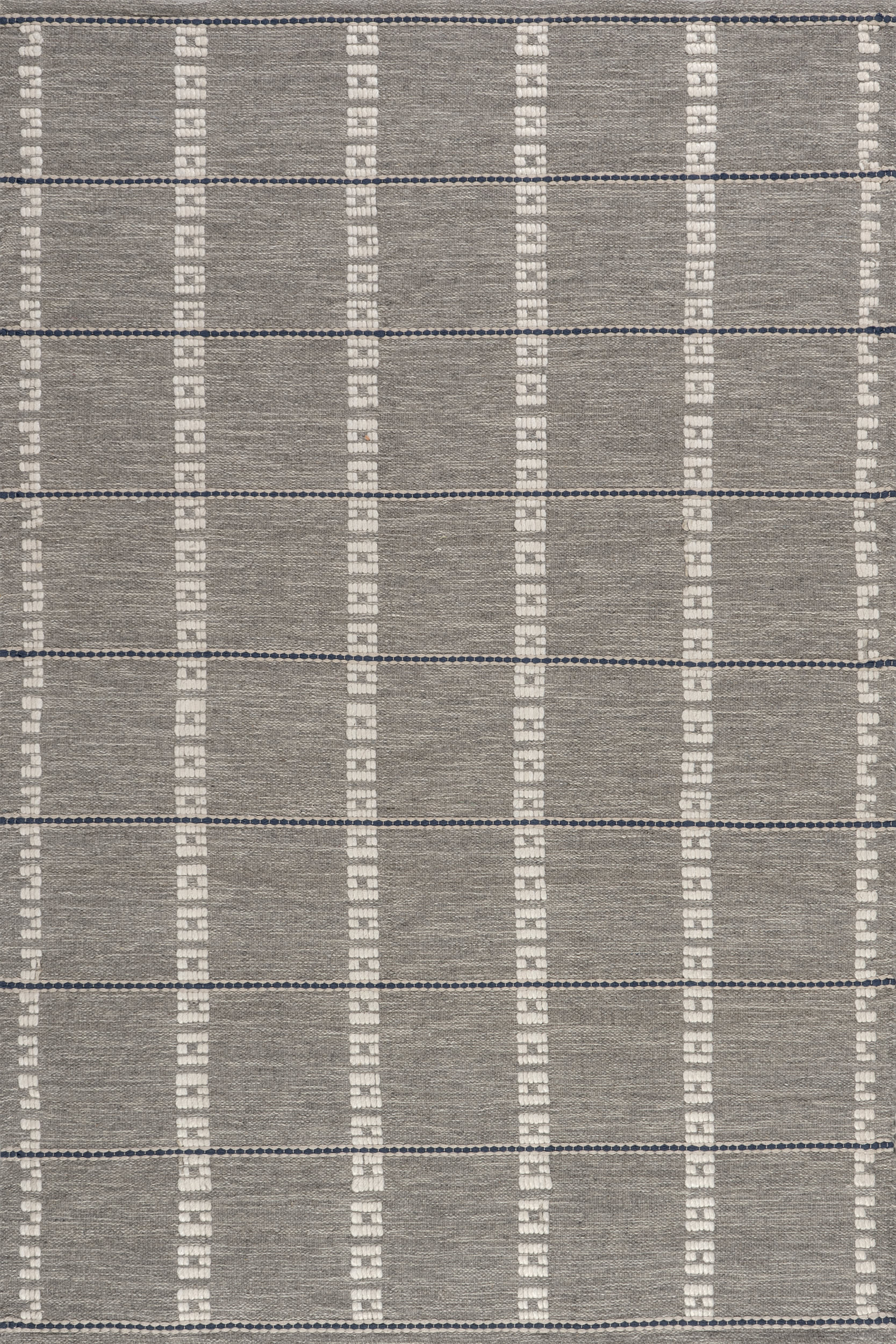 Morgan Geometric Check Wool and Cotton Rug | Grey