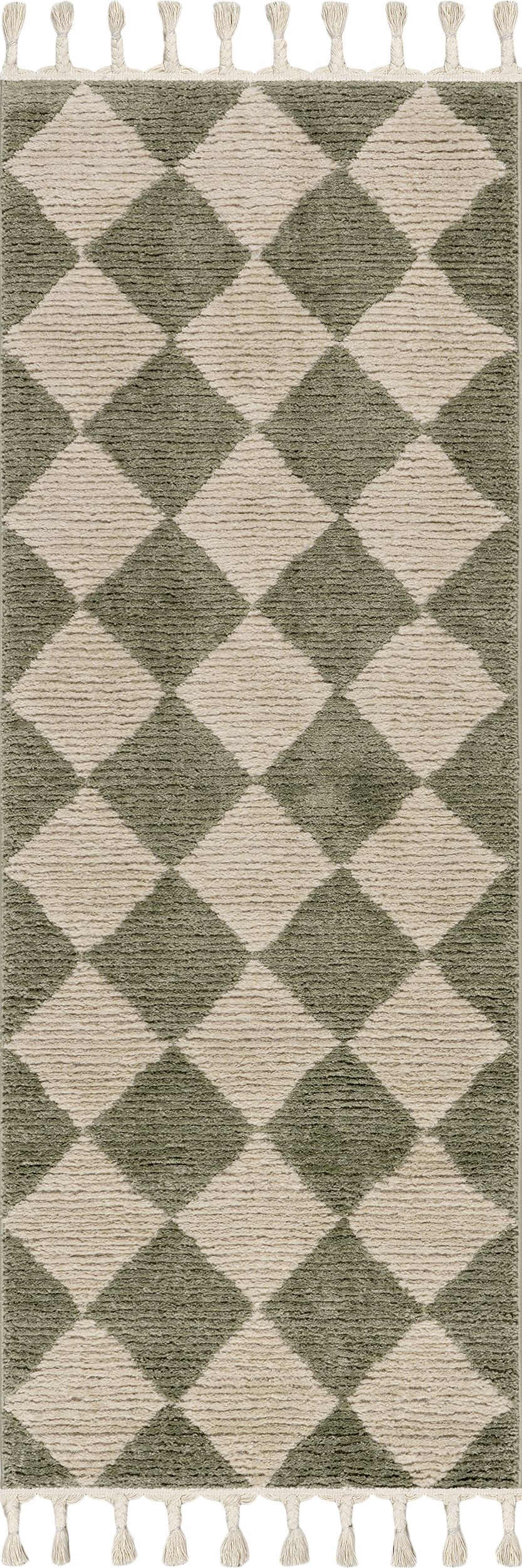 Aylin Diamond Tasseled Rug | Green