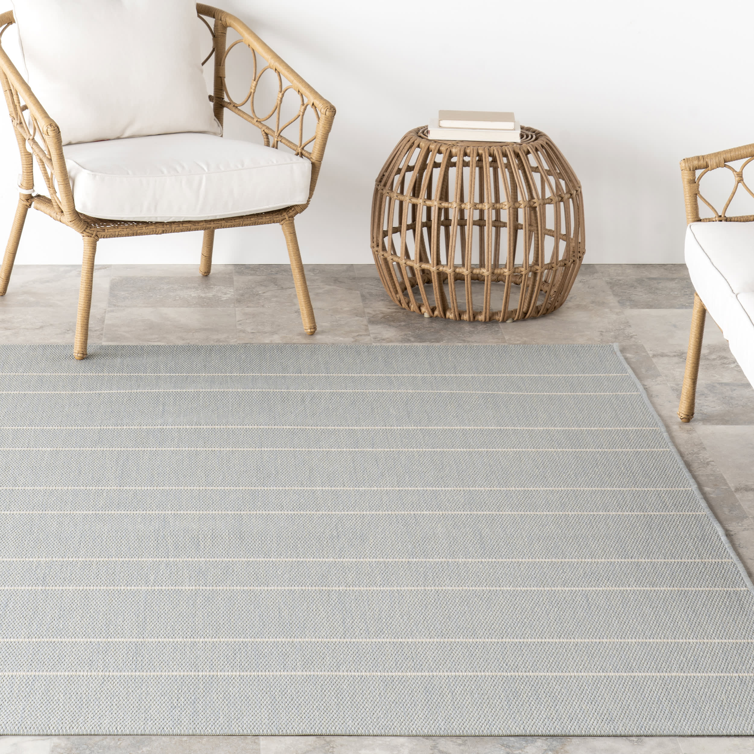 Venetian Pinstripes Indoor/Outdoor Rug | Slate Blue