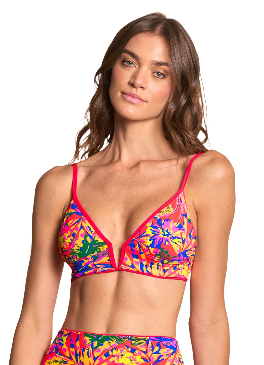 Maaji Cherry Red Parade Long Line Triangle Bikini Top