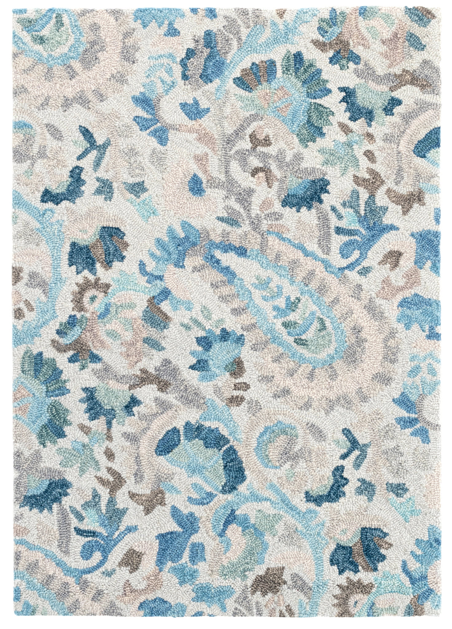 Ines Blue Hand Micro Hooked Wool Rug