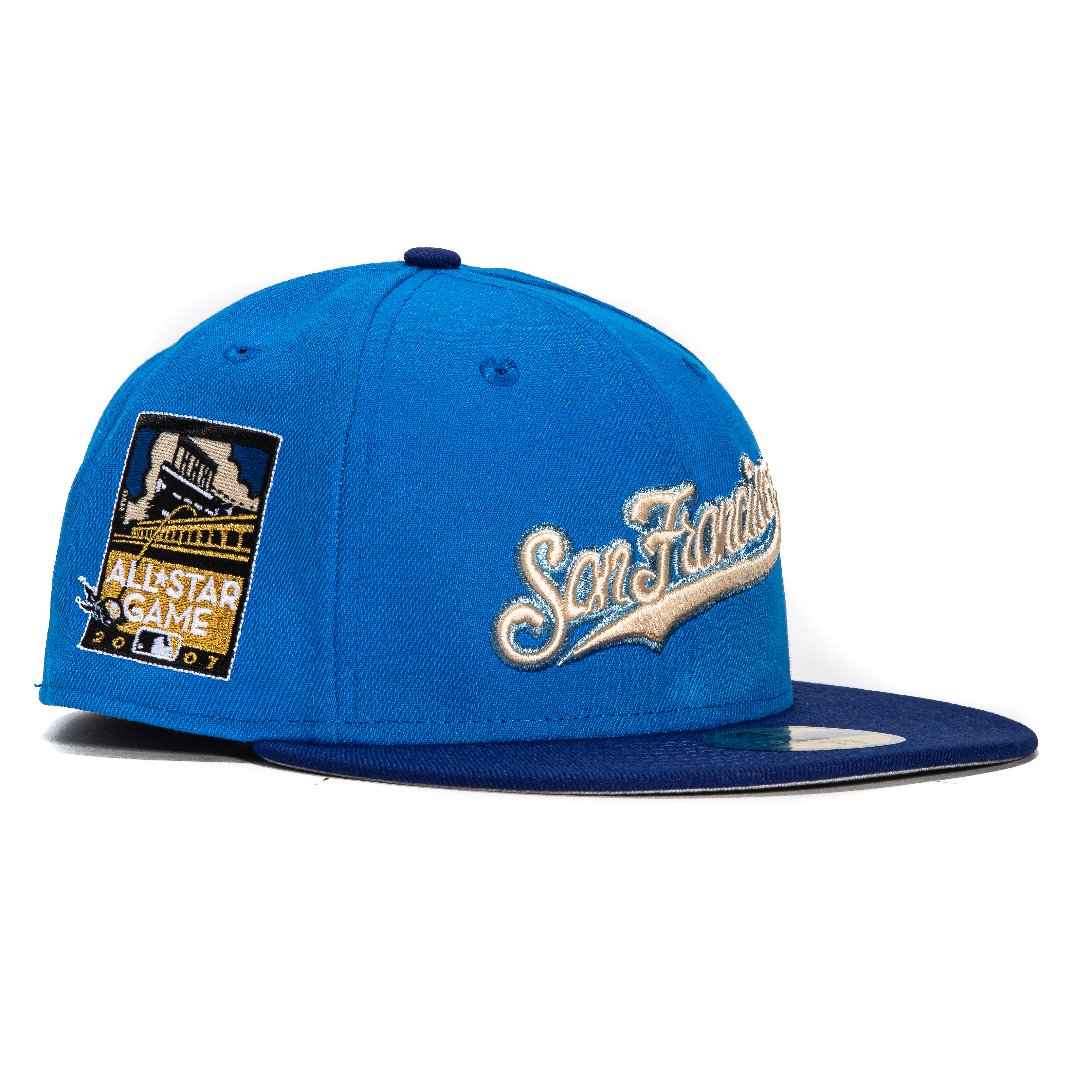 New Era 59Fifty San Francisco Giants 2007 All Star Game Patch Script Hat - Light Blue, Royal