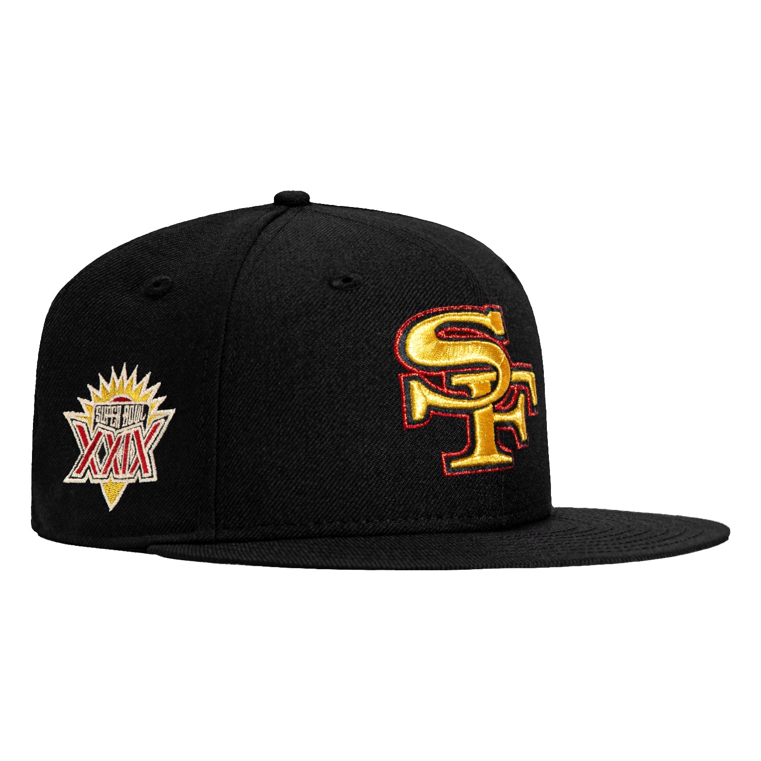 New Era 59Fifty San Francisco 49ers 1995 Super Bowl Patch City Connect Hat - Black, Metallic Gold, Red