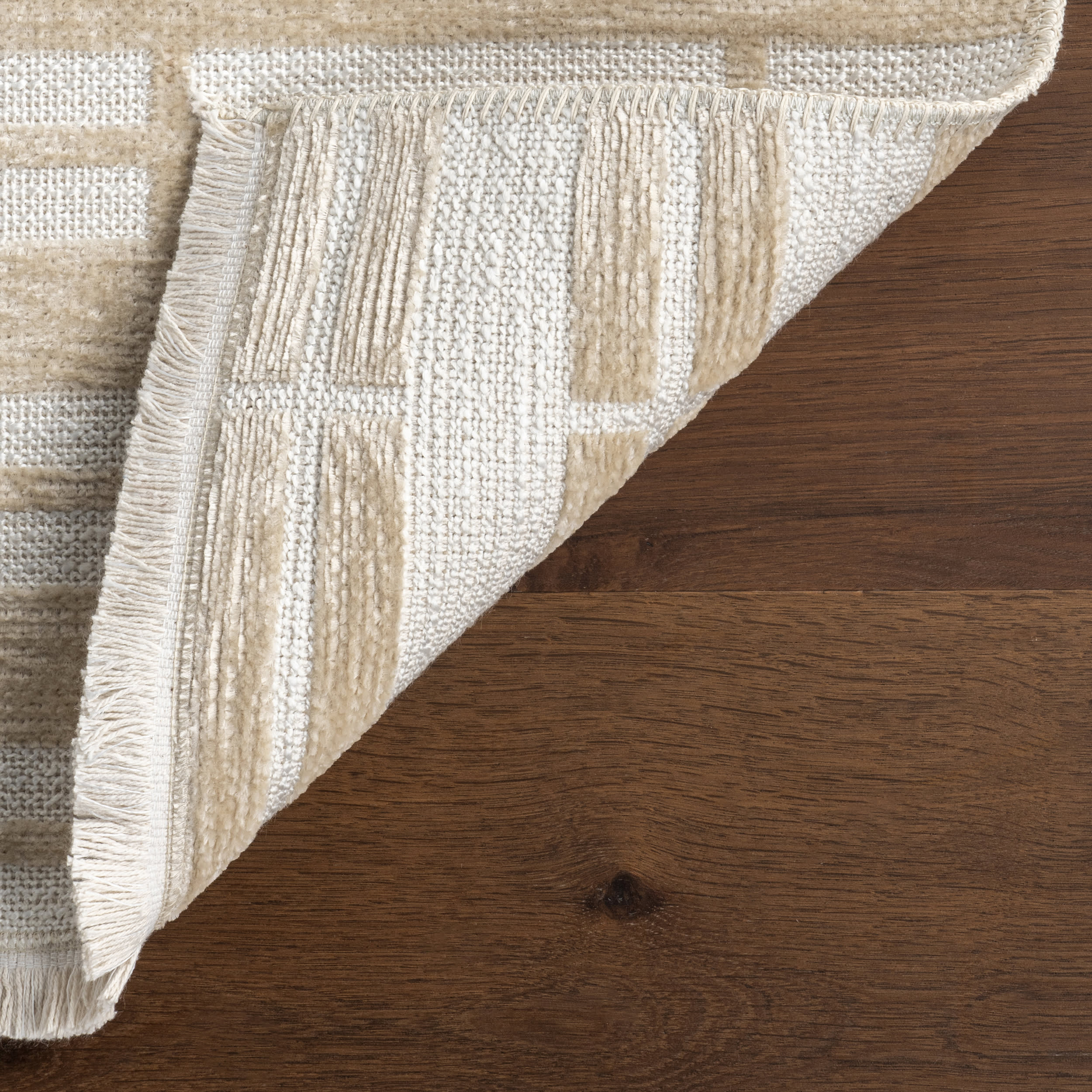 Malaya Striped Reversible Washable Rug | Taupe