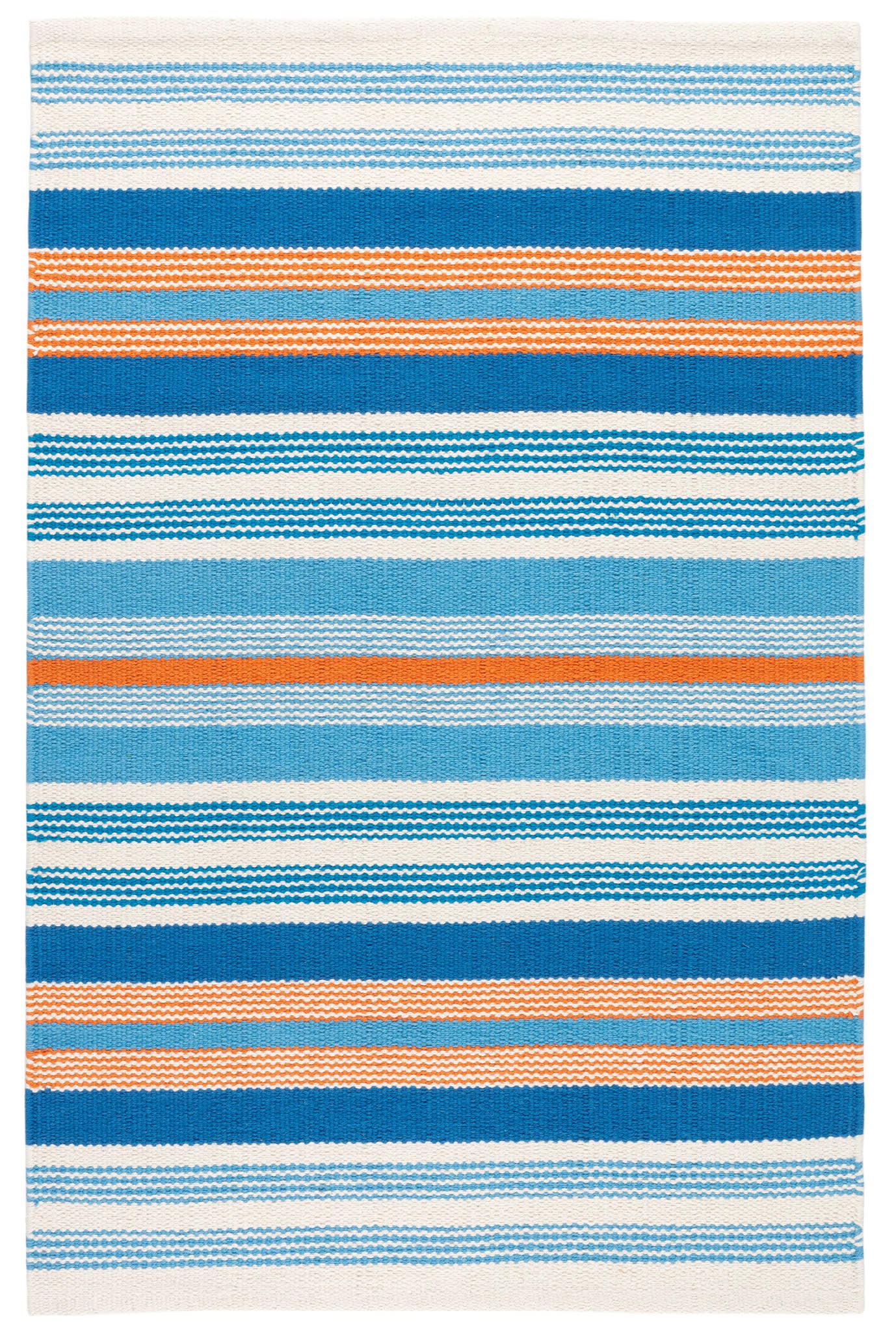 Wavy Stripe Navy Handwoven Cotton Rug