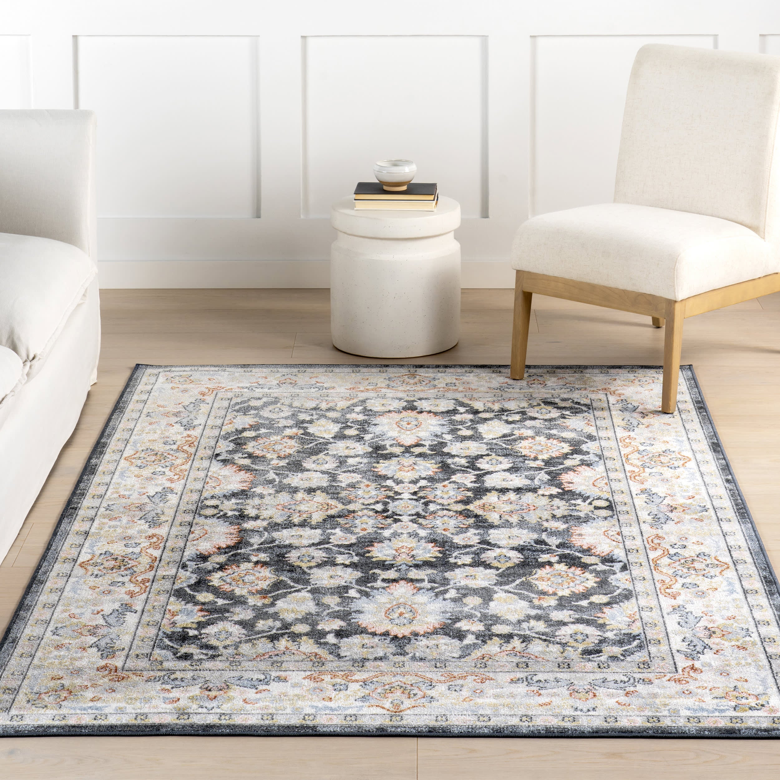 Myla Floral Medallion Washable Rug | Blue