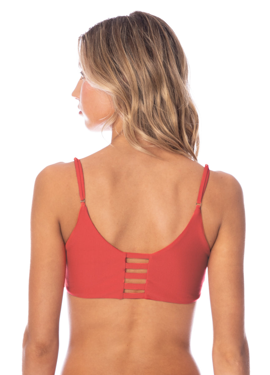 Maaji Red Camelia Praia Classic Bralette Bikini Top