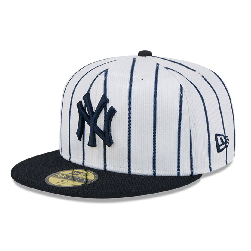 New Era 59Fifty New York Yankees 2025 Spring Training Patch Pinstripe Hat - White, Navy