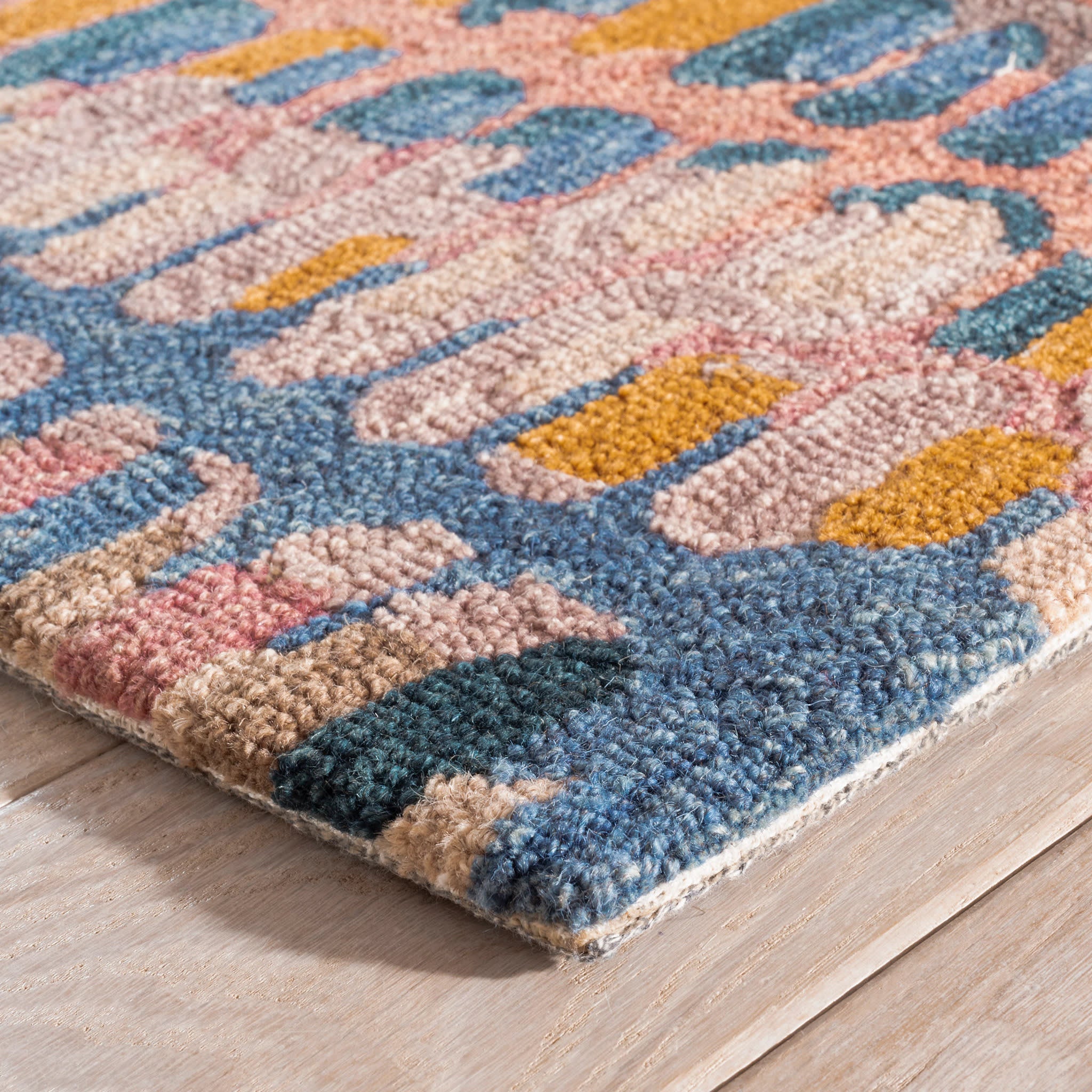 Paint Chip Coral Hand Micro Hooked Wool Rug