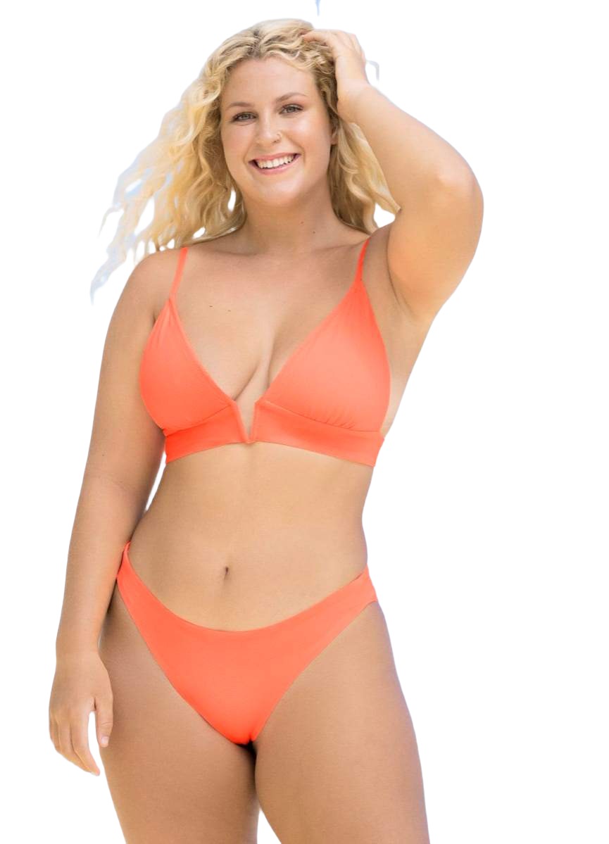 Maaji Popsicle Orange Parade Long Line Triangle Bikini Top