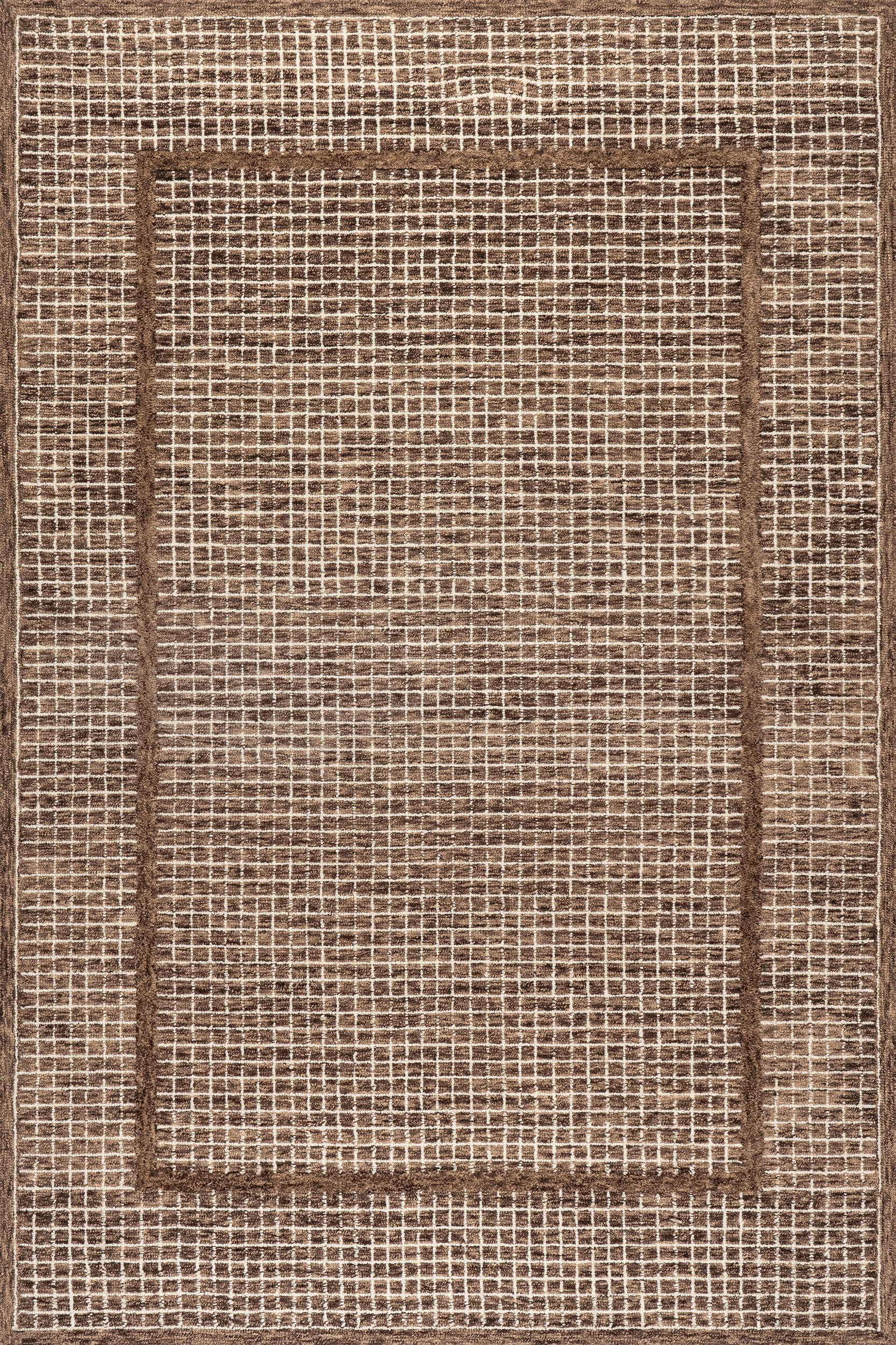 Chessie Checked Wool Rug | Brown