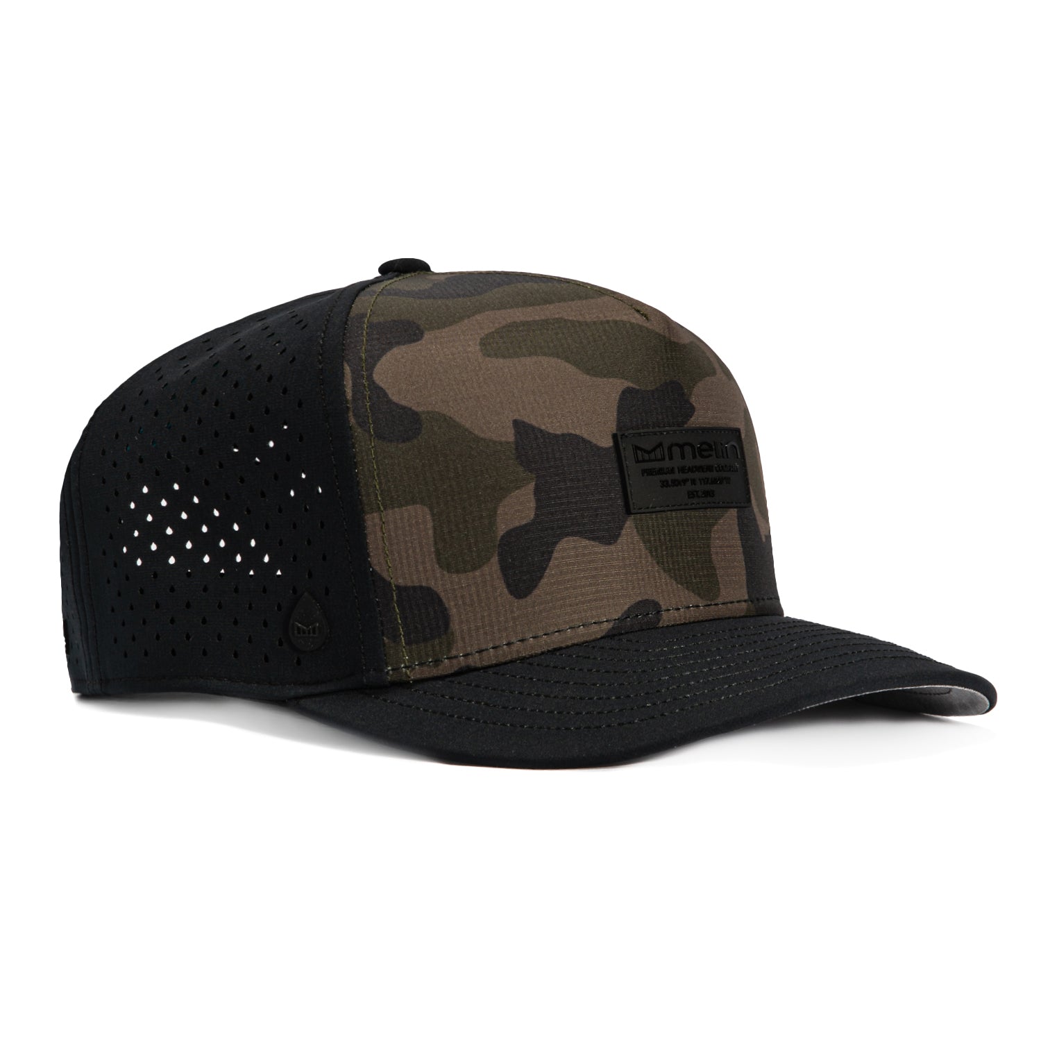 Melin Odyssey Brick Hydro Snapback Hat - Camo, Black