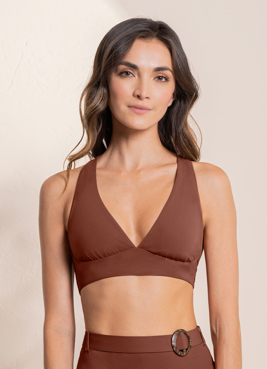 Maaji Moccachino Patri Long Line Triangle Bikini Top