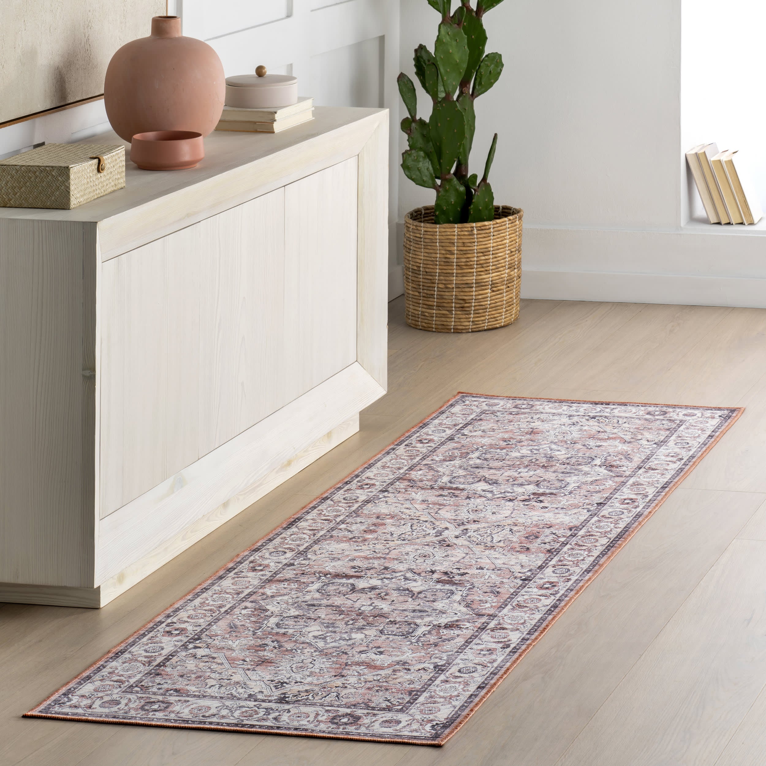 Ailish Botanical Washable Rug | Blush