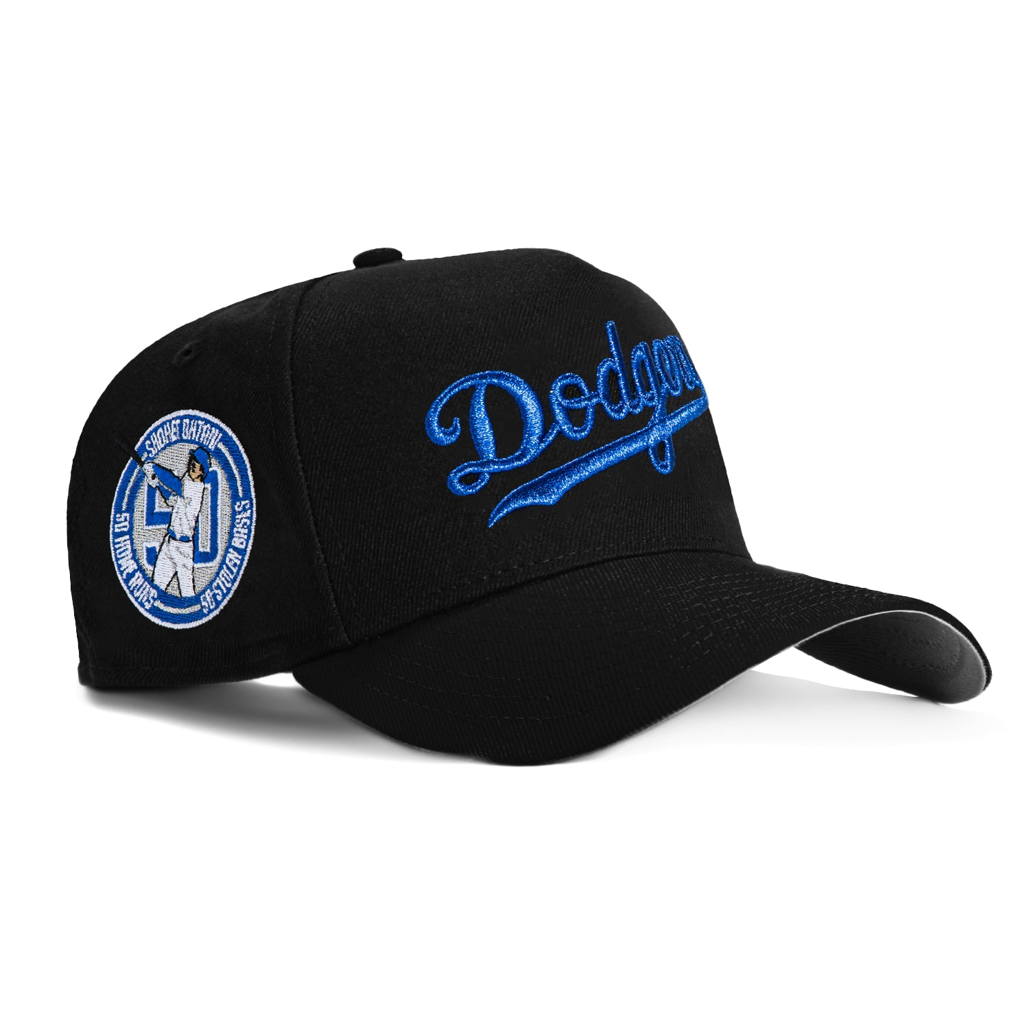 New Era 9Forty A-Frame Los Angeles Dodgers Shohei Ohtani 50/50 Patch Snapback Word Hat - Black, Royal