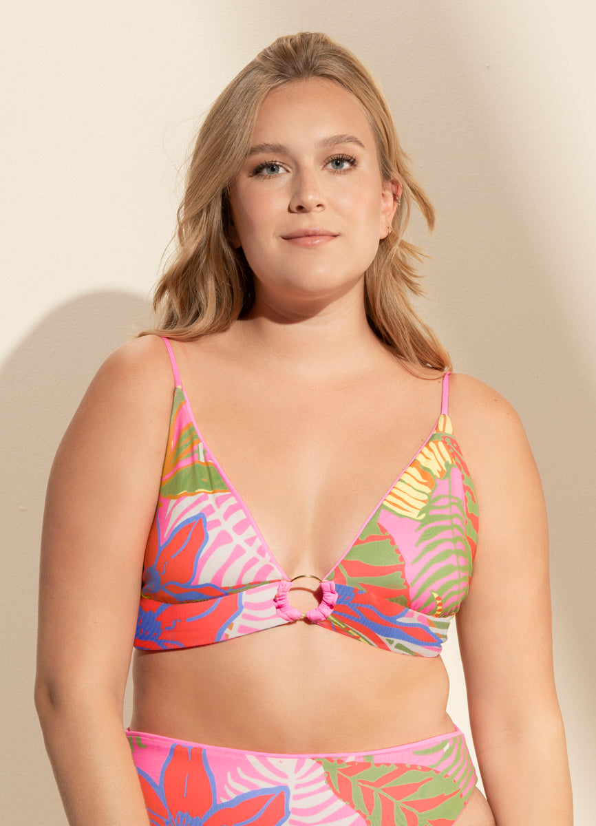 Maaji Bombon Pink Shine Long Line Triangle Bikini Top