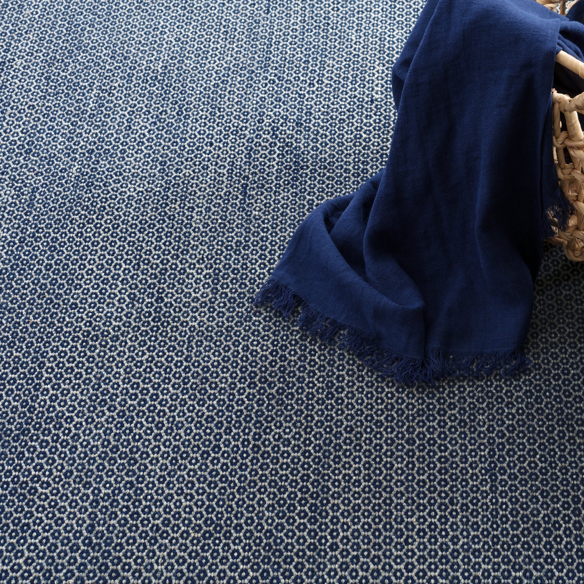 Honeycomb Indigo/Grey Handwoven Wool Rug