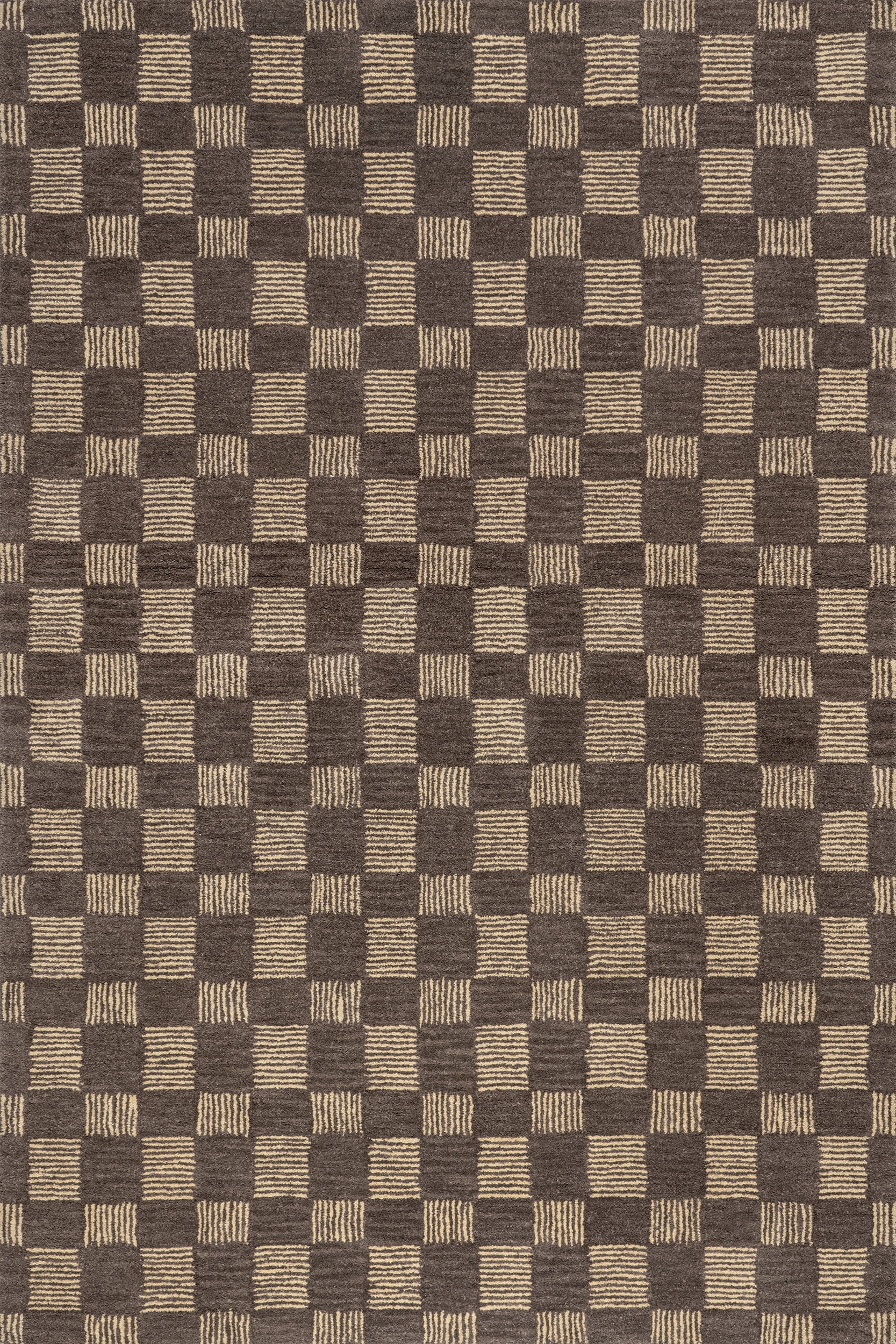 Quince Checked Wool Rug | Grey