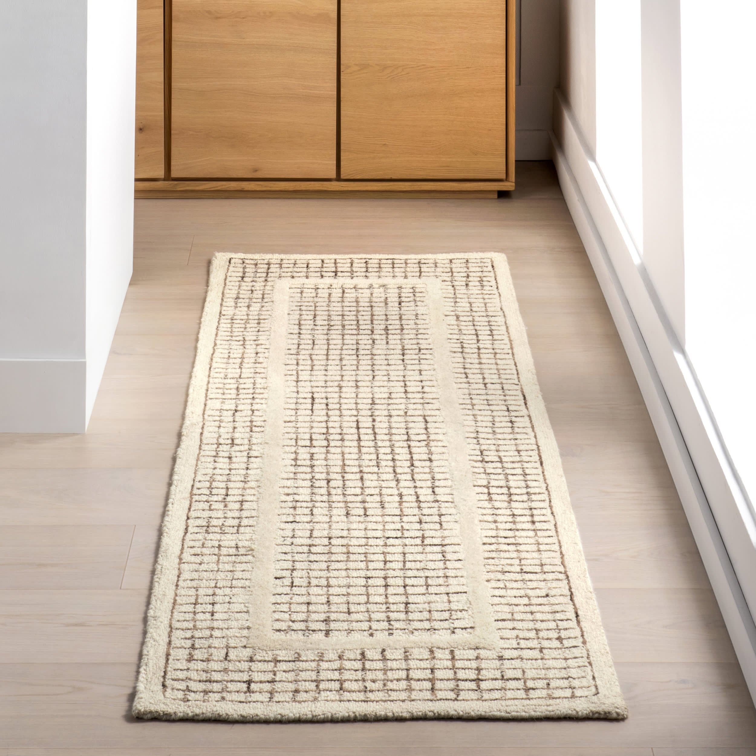 Chessie Checked Wool Rug | Ivory