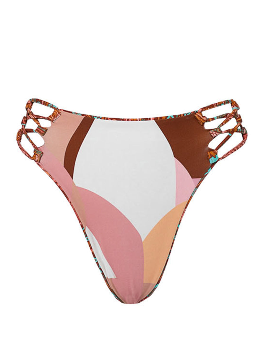 Maaji Garden Engraving Applauses High Rise Lace Up Bikini Bottom