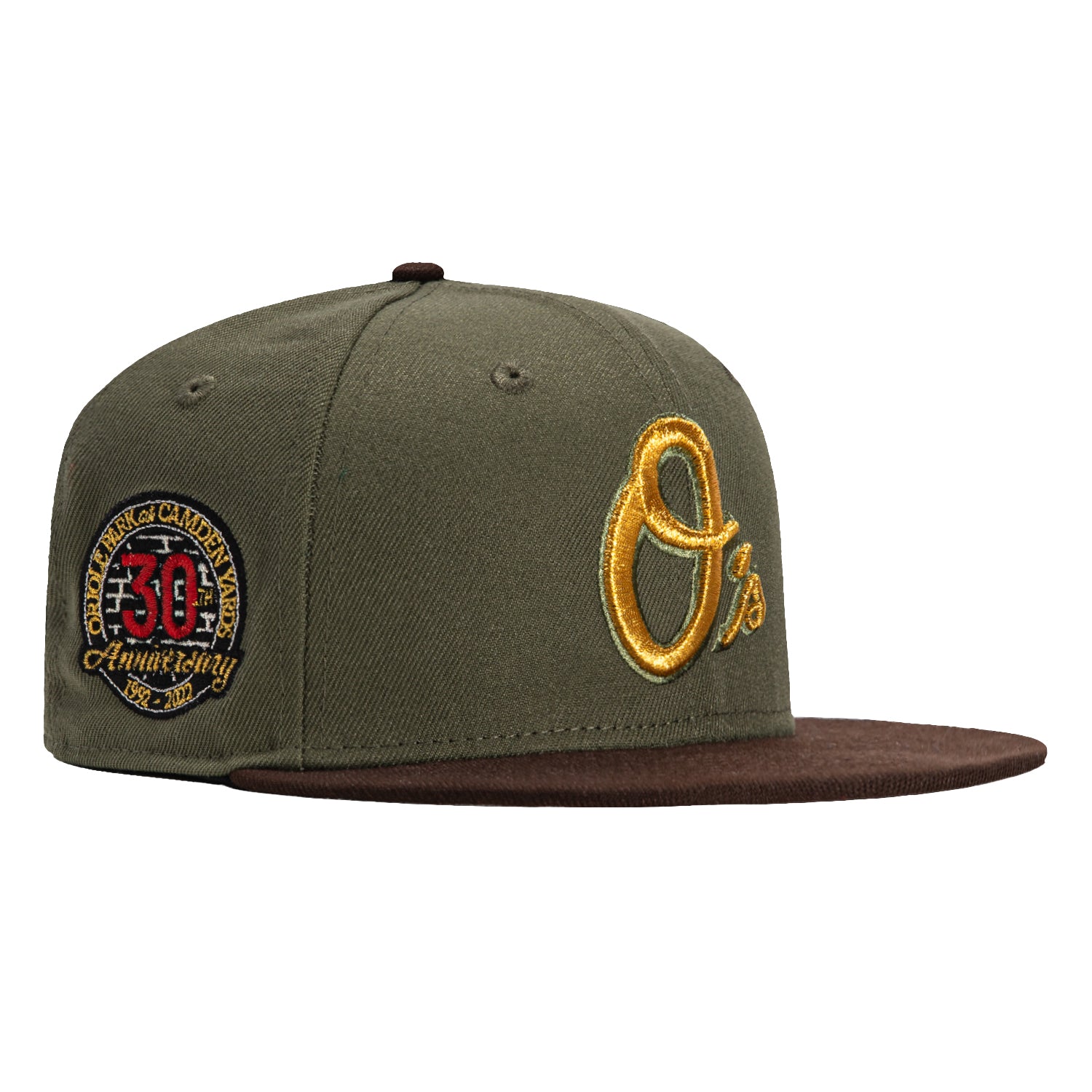 New Era 59Fifty Sinister Pack Baltimore Orioles 30th Anniversary Stadium Patch Alternate Hat - Olive, Brown