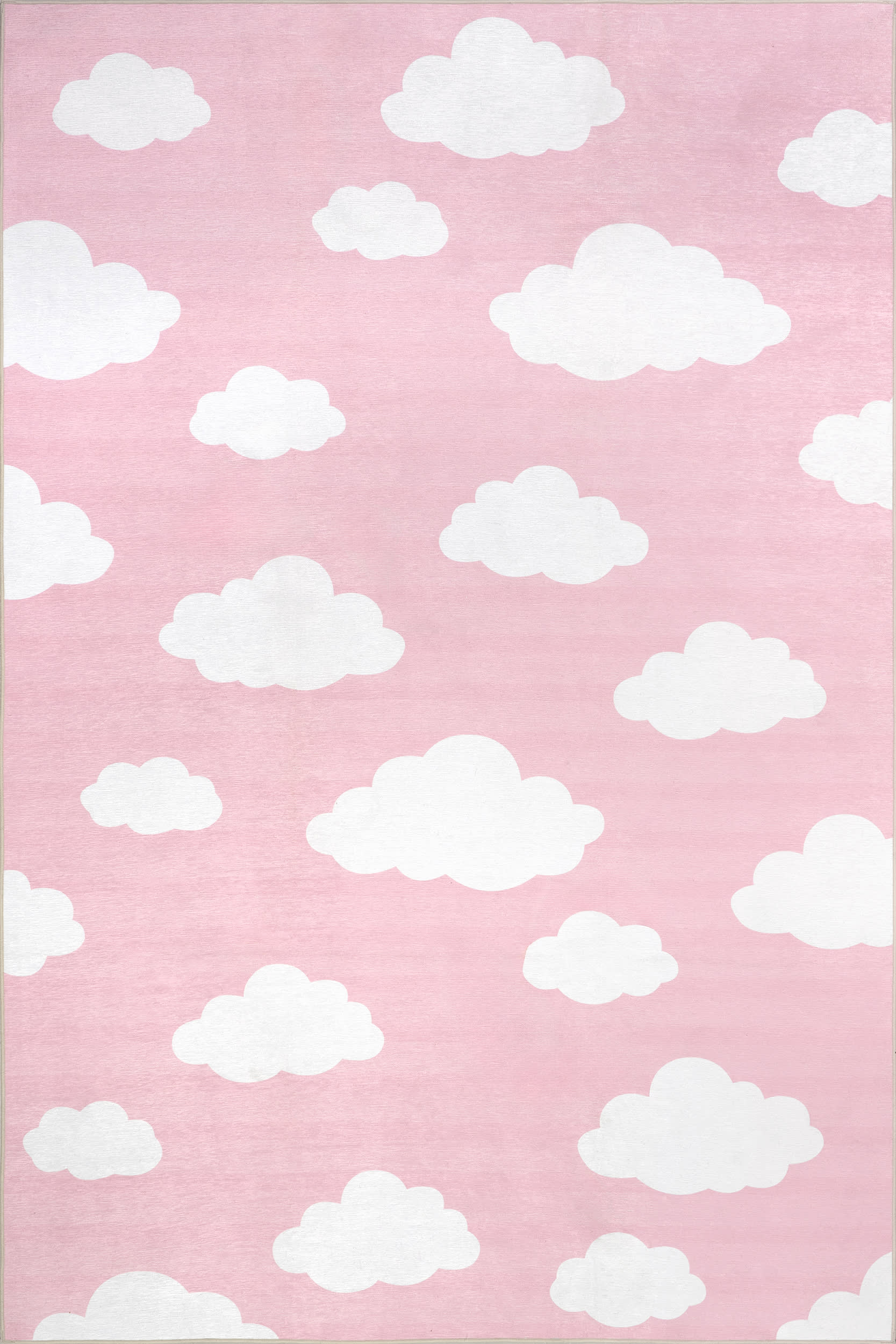 Landon Clouds Kids Spill Proof Washable Rug | Pink