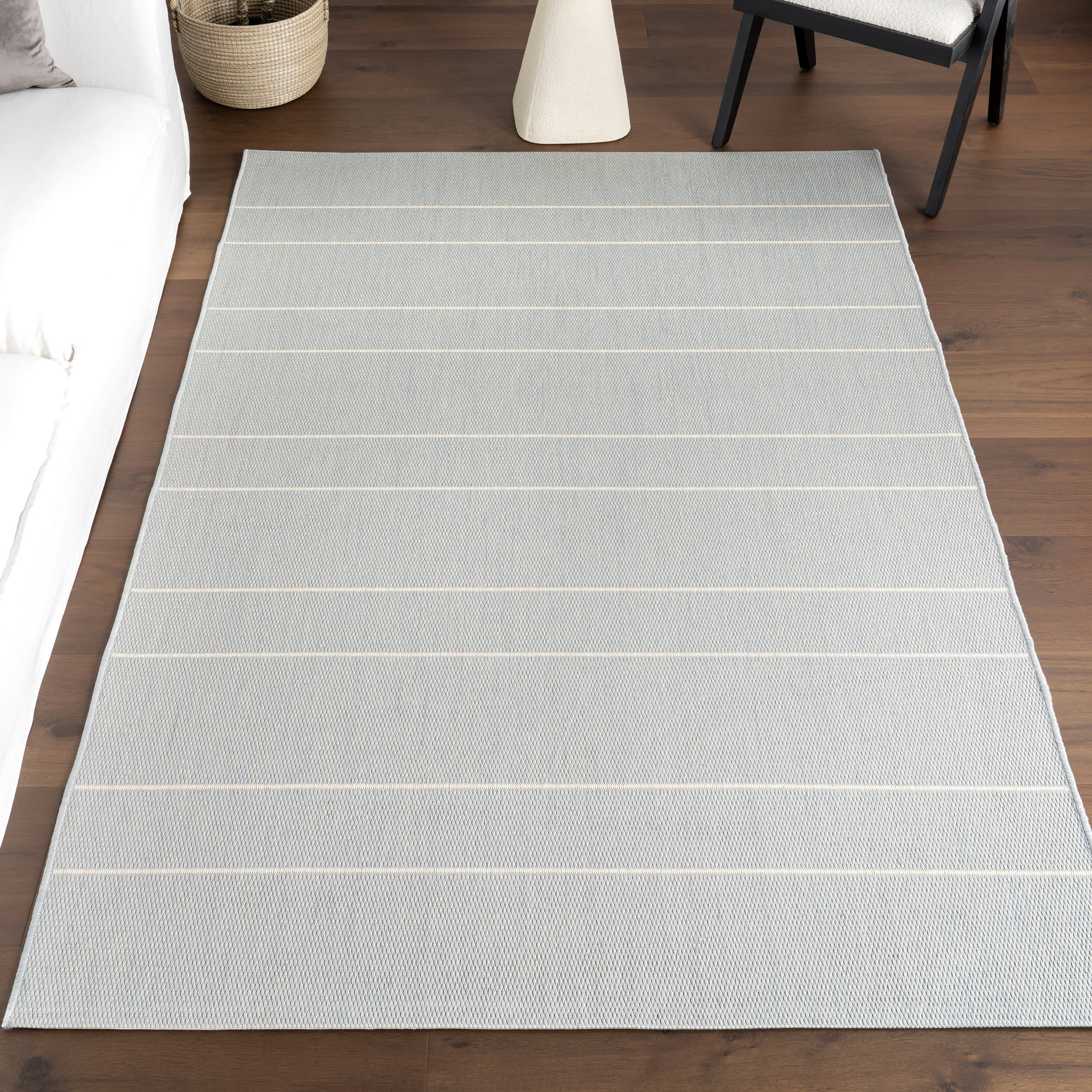 Venetian Pinstripes Indoor/Outdoor Rug | Slate Blue