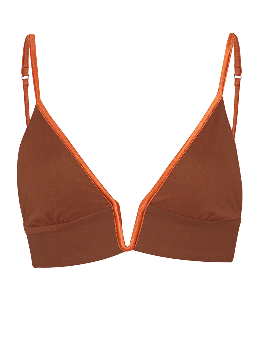 Maaji Satin Umber Parade Triangle Long Line Bikini Top