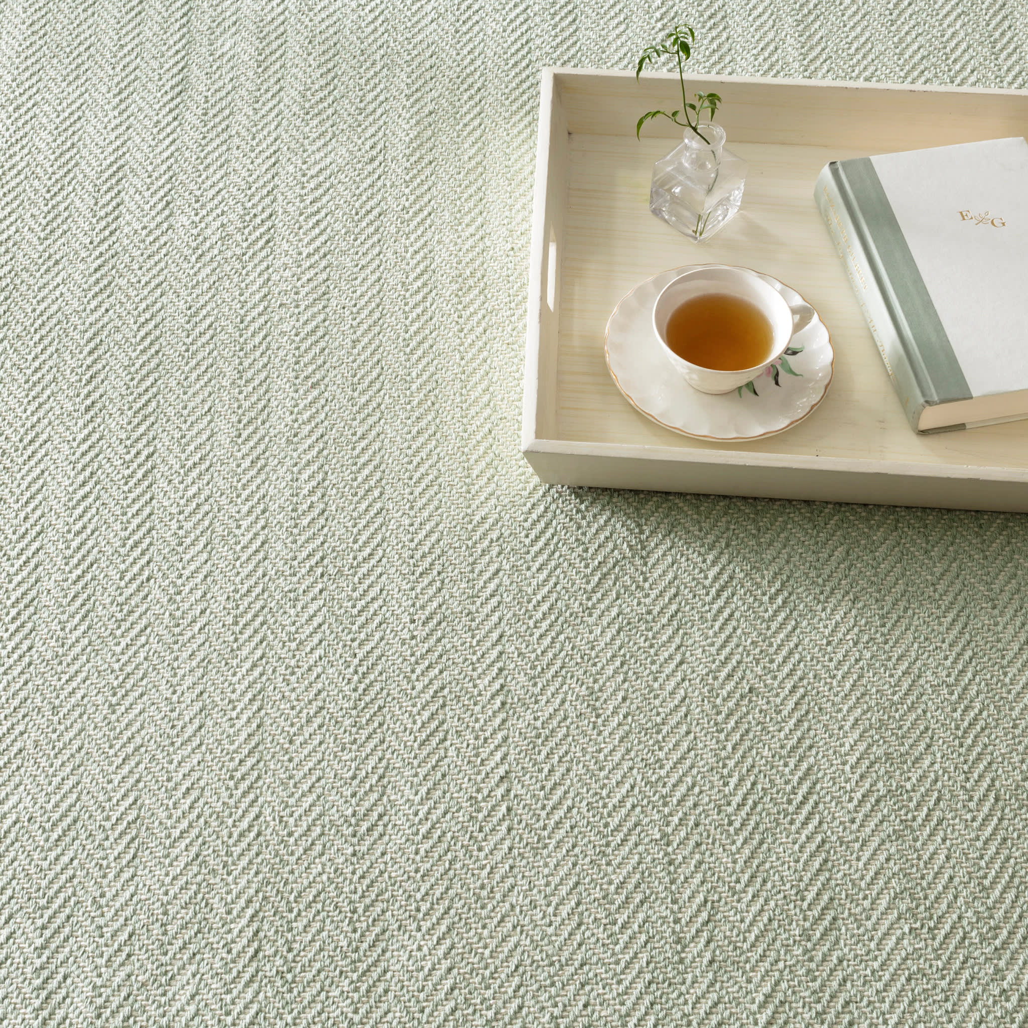 Herringbone Ocean Handwoven Cotton Rug