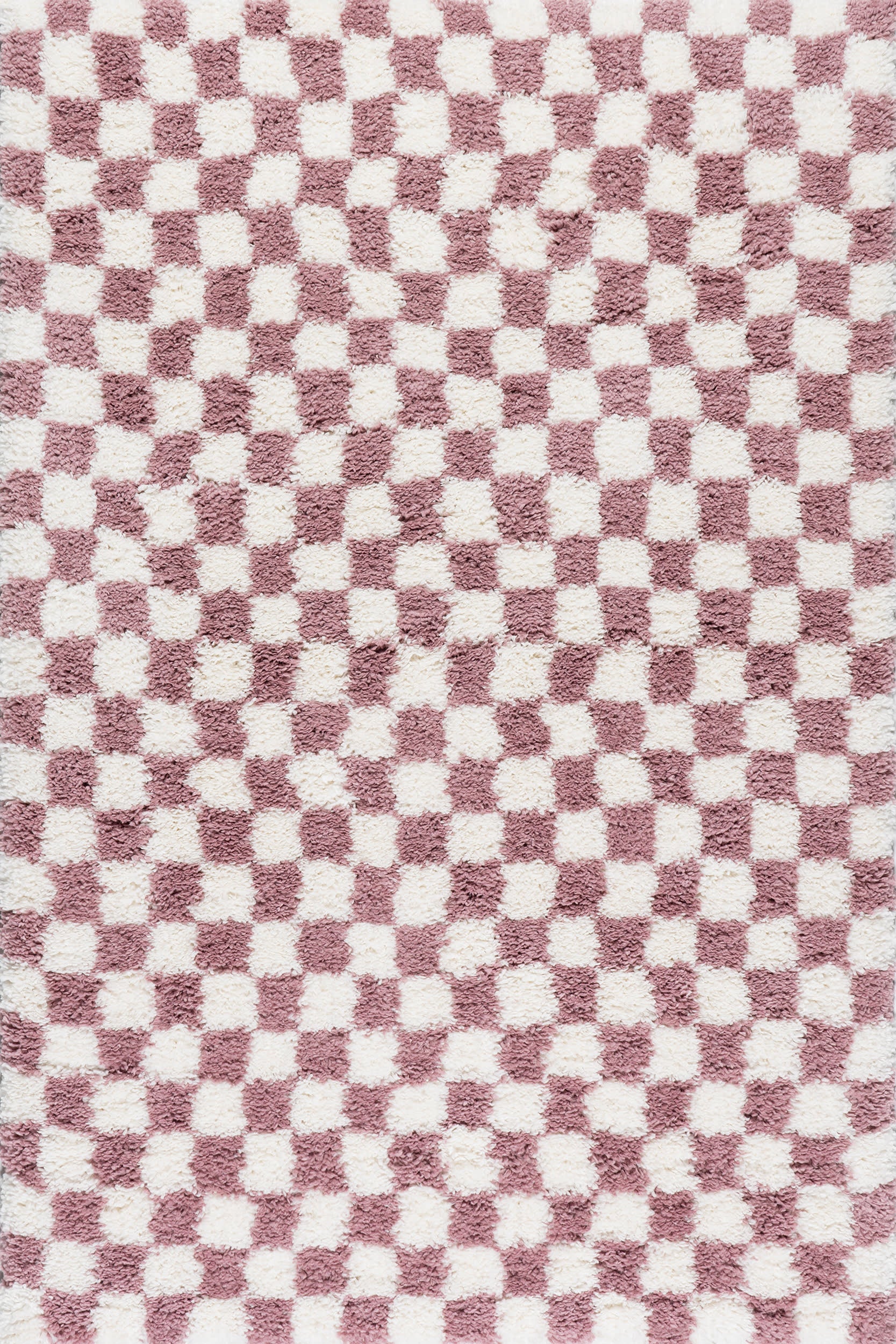 Bettie Retro Checkered Shag Rug | Pink