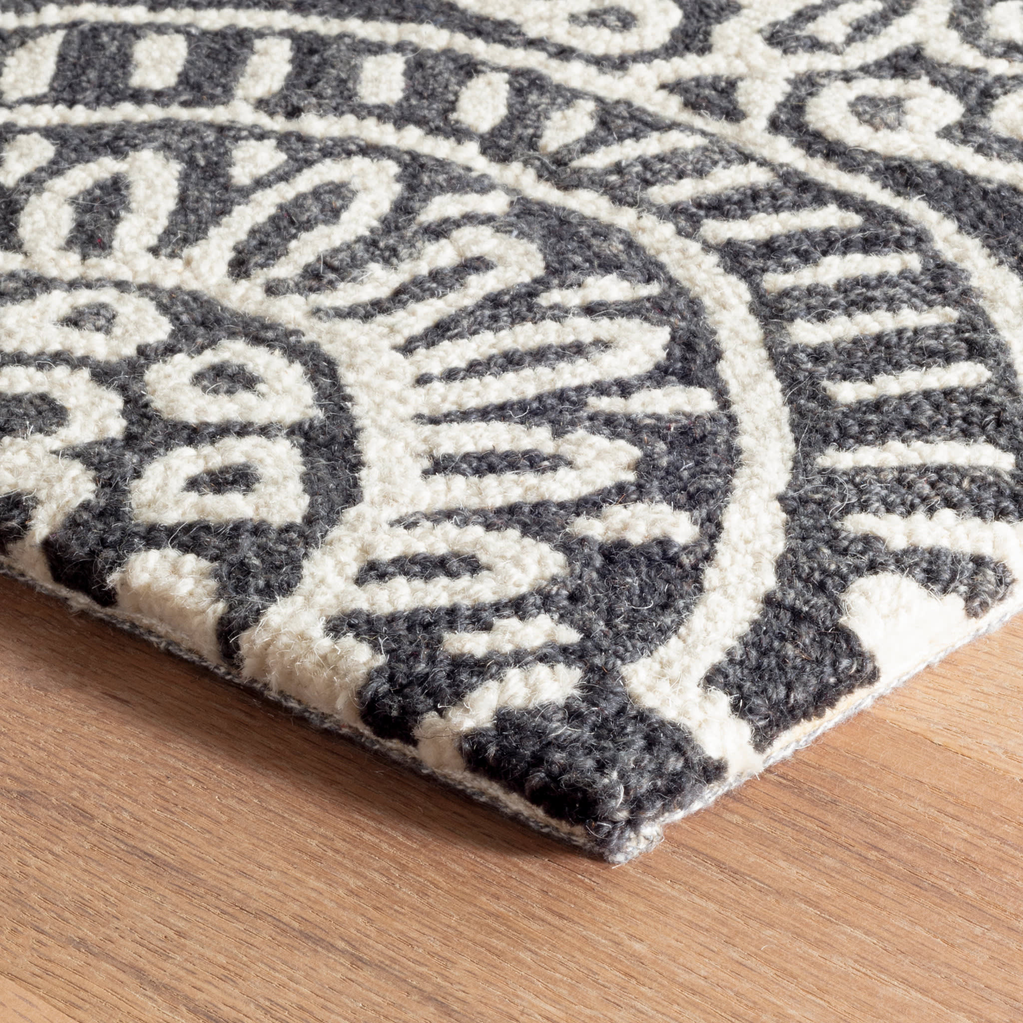 Temple Charcoal Hand Micro Hooked Wool Rug